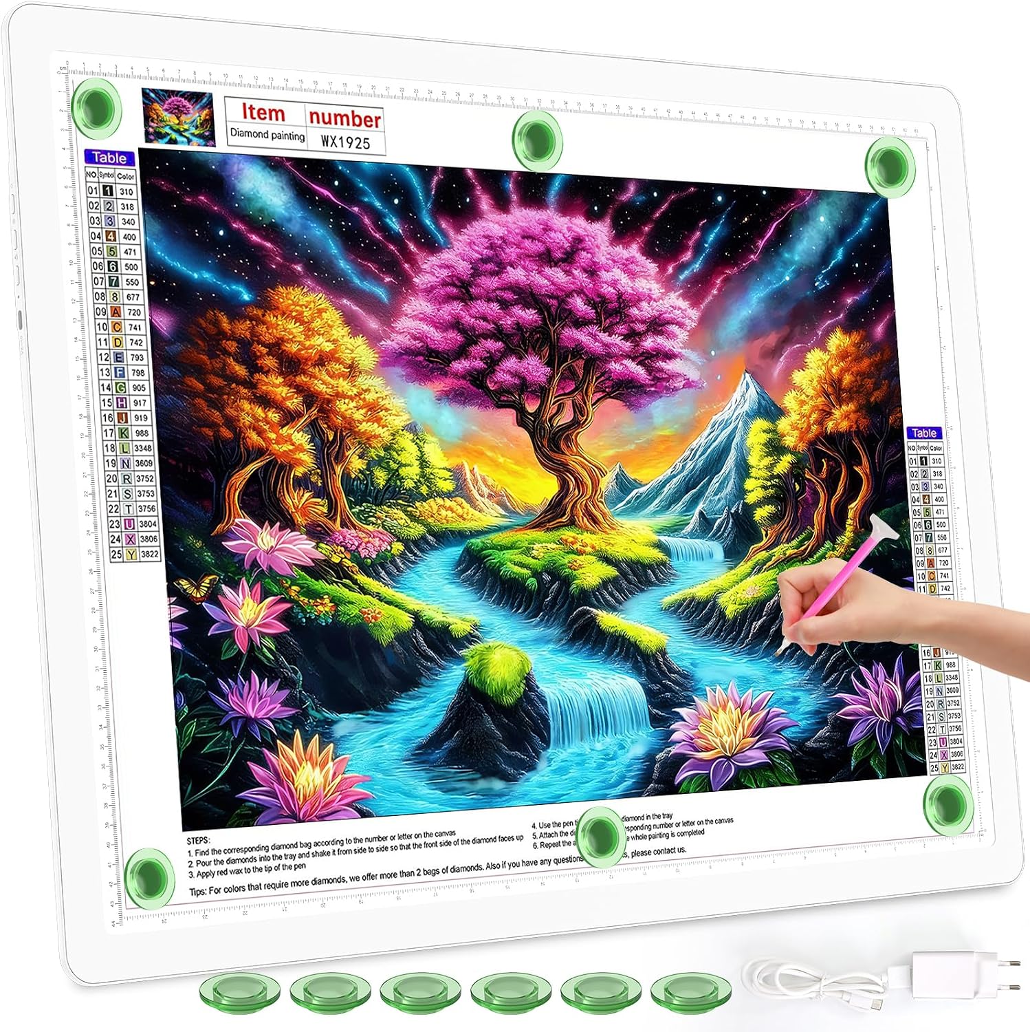 Detalle de TOHETO Bloc lumineux A3 rechargeable avec sac de transport – tablette lumineuse polyvalente pour traçage et dessin