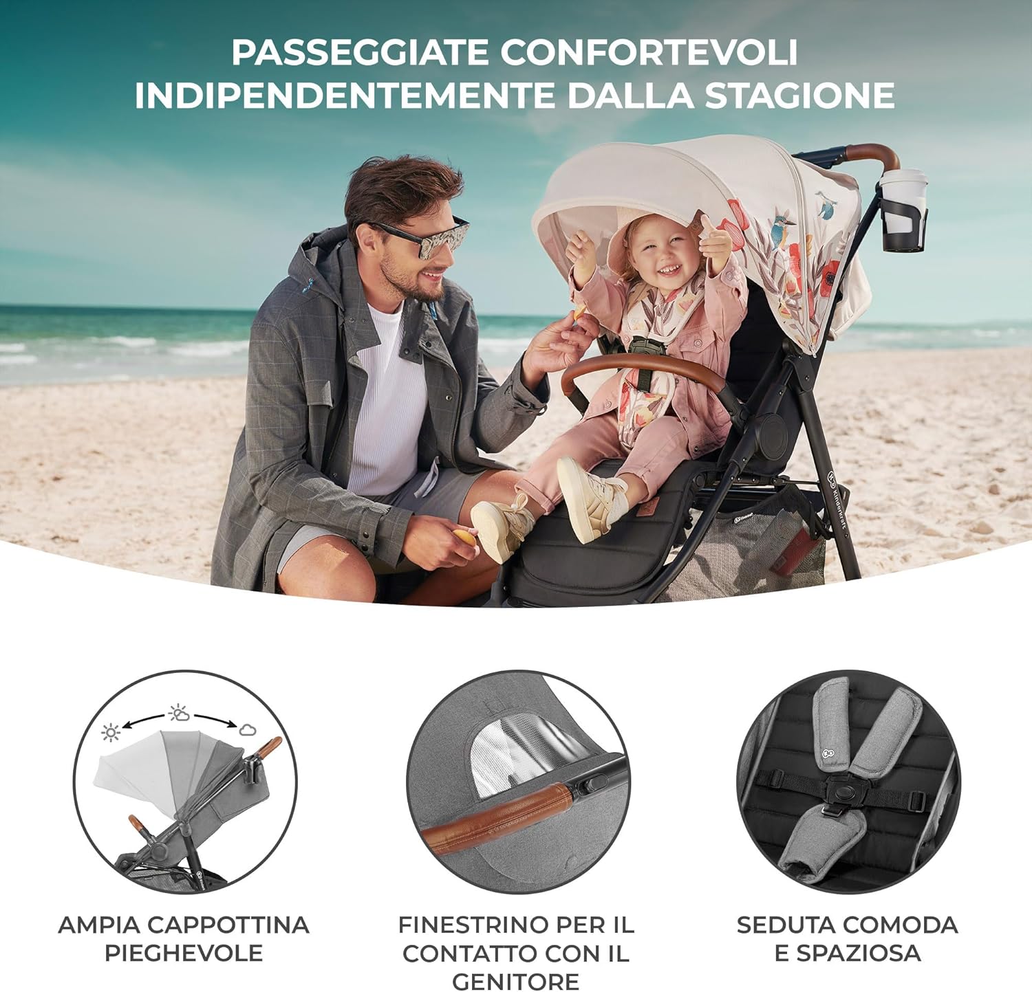 Detalle 2 de Kinderkraft Grande Plus: passeggino leggero dalla nascita a 22 kg, pieghevole con una mano