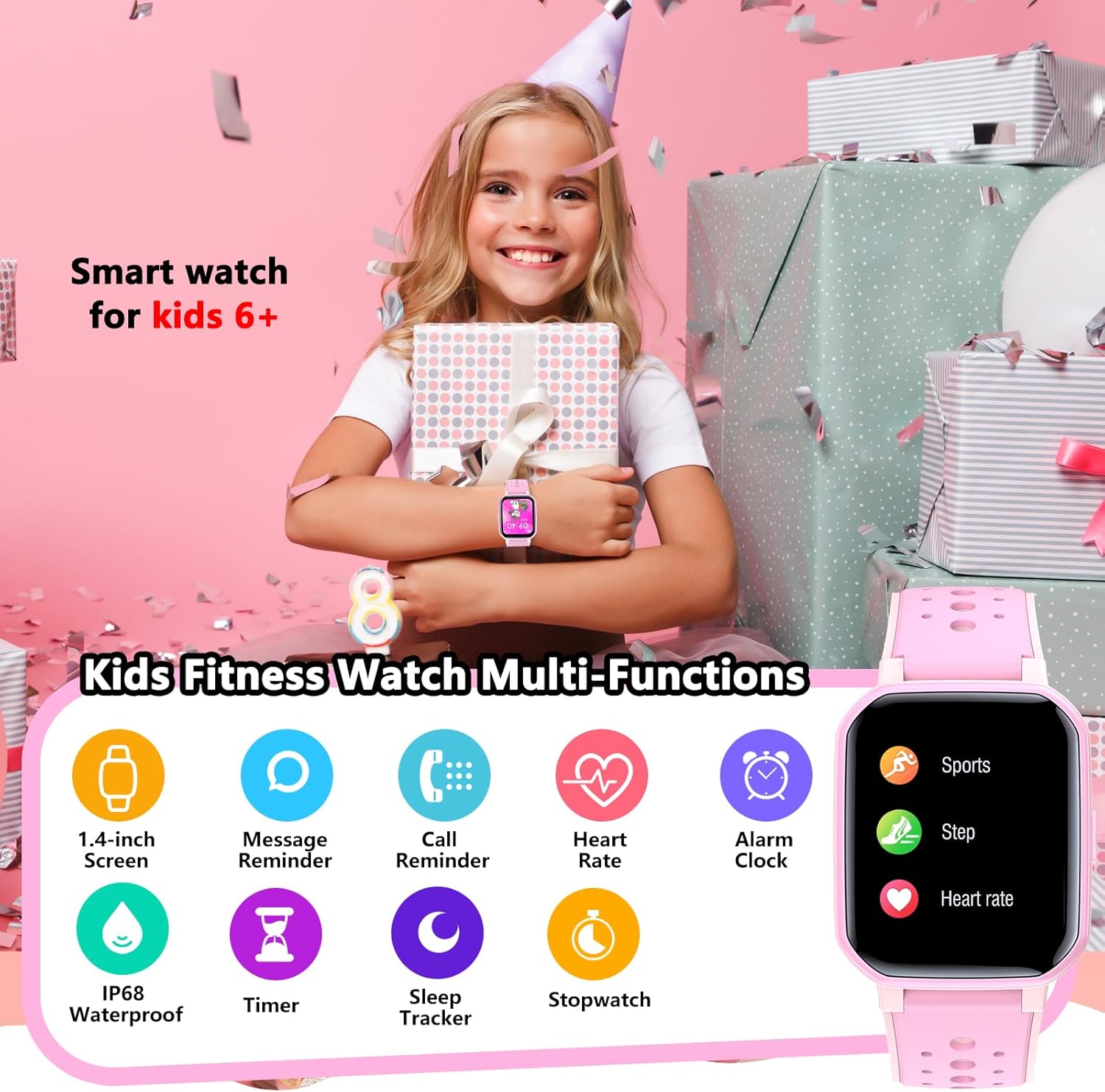 Detalle 2 de JOYELE Reloj Inteligente Niños 🌟 - Monitor de Actividad y Sueño