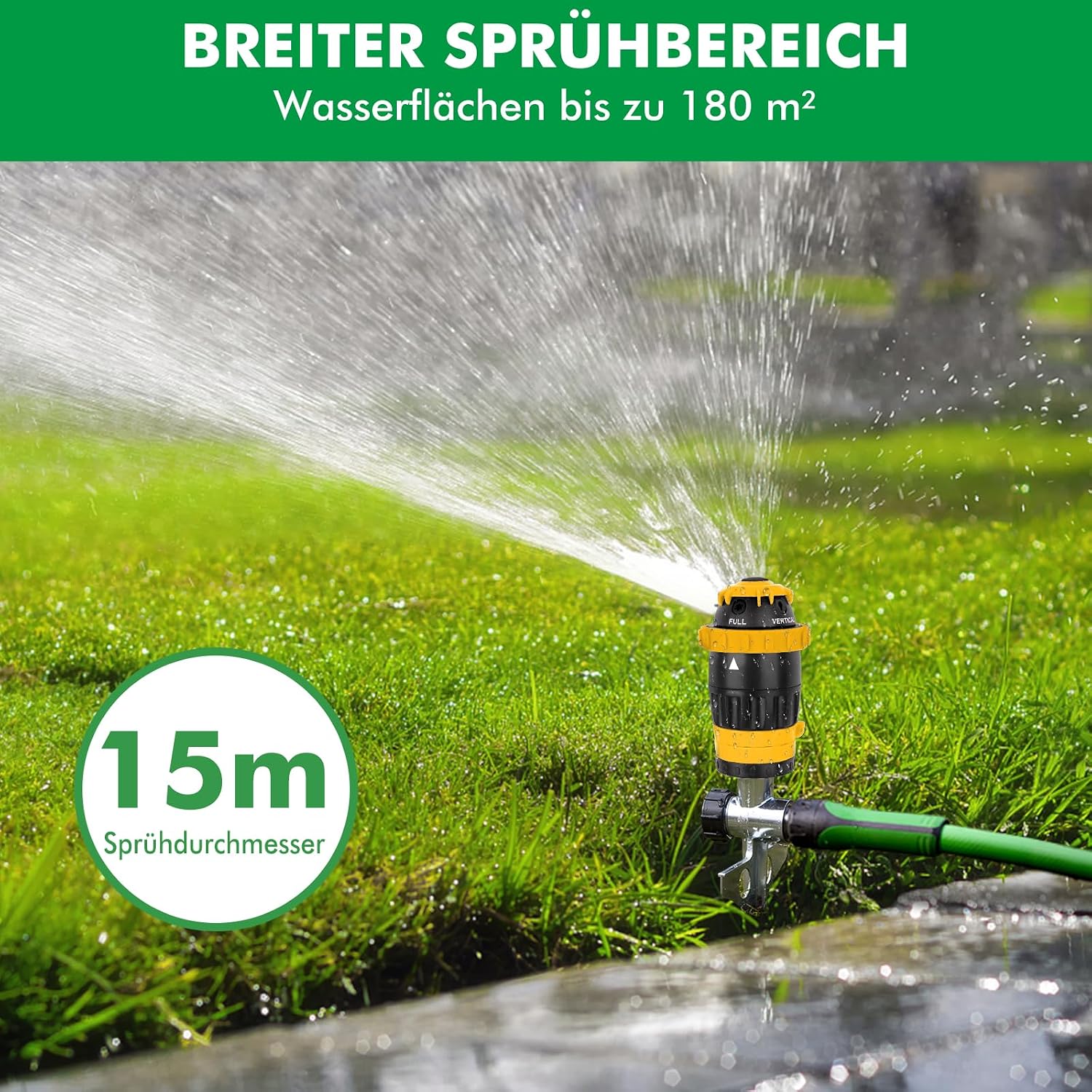 Detalle de Restmo Getriebe-Sprinkler Set (2 Stück) mit Metallspike-Basis – Rasensprenger für große Flächen