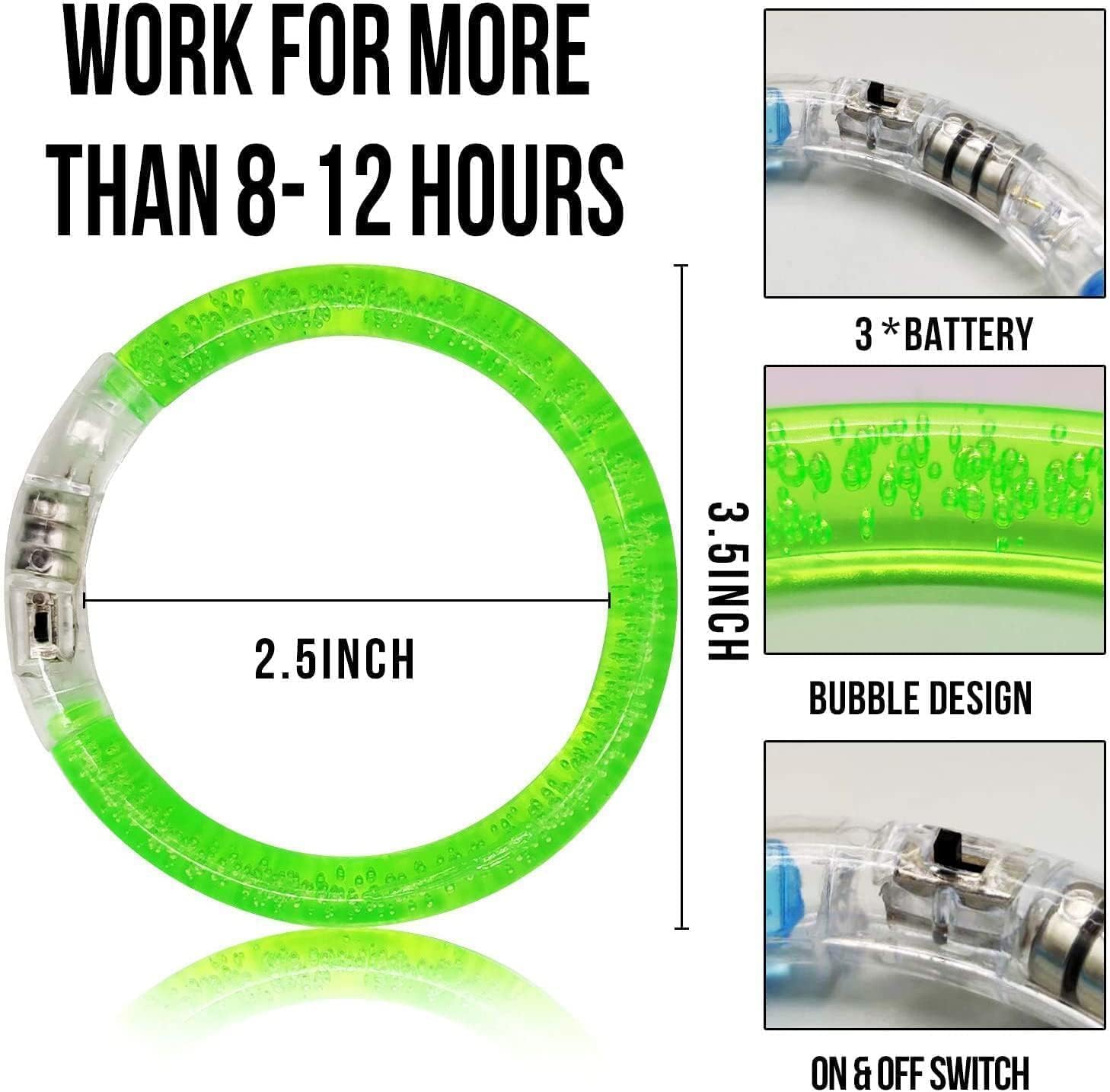Thumbnail 2 de 20-Pack LED Light-Up Bracelets with Two Flashing Modes and 6 Colors
