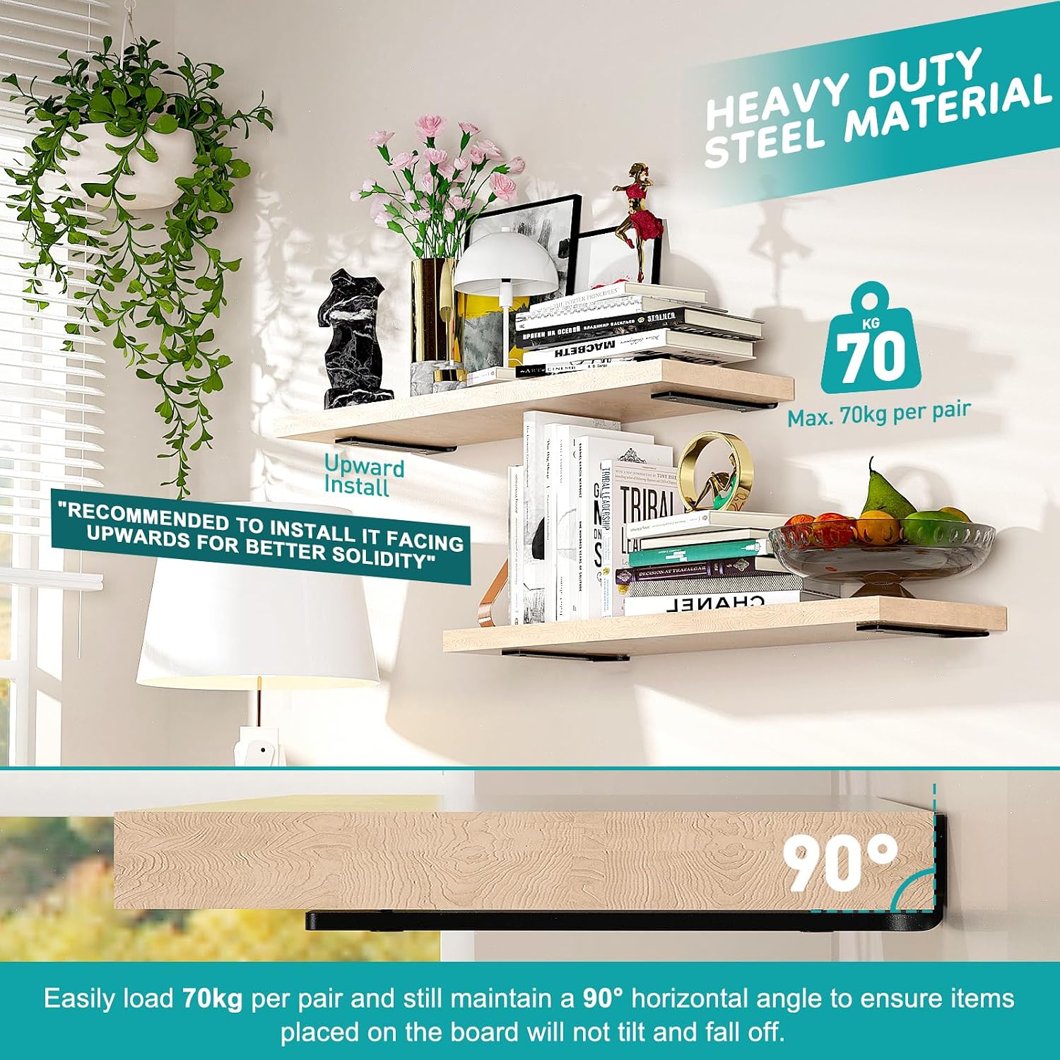 Detalle de Yeabett Shelf Brackets 20cm, 70kg load capacity ðŸ›
