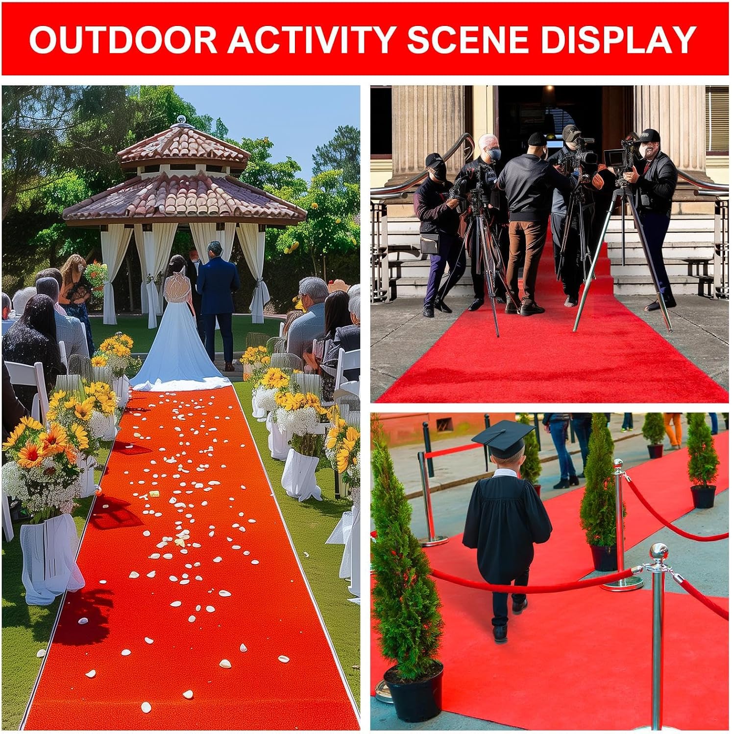 Detalle 2 de BTYCityMao Red Carpet Floor Runner, Reusable Rubber-Backed Indoor/Outdoor Rug