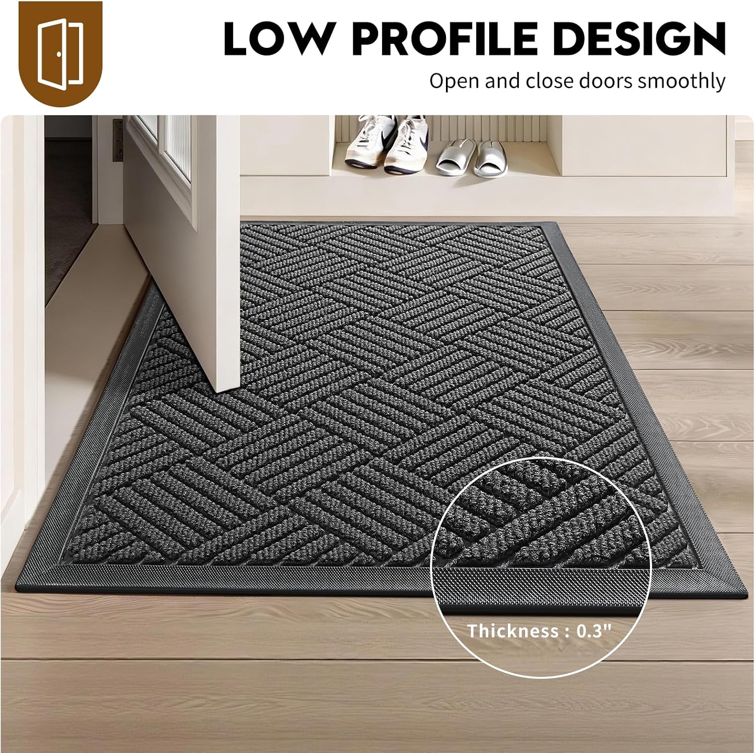 Thumbnail 6 de WELDUN Front Door Mat, 47.5 x 35.5-Inch Gray Low-Profile Non-Slip Doormat