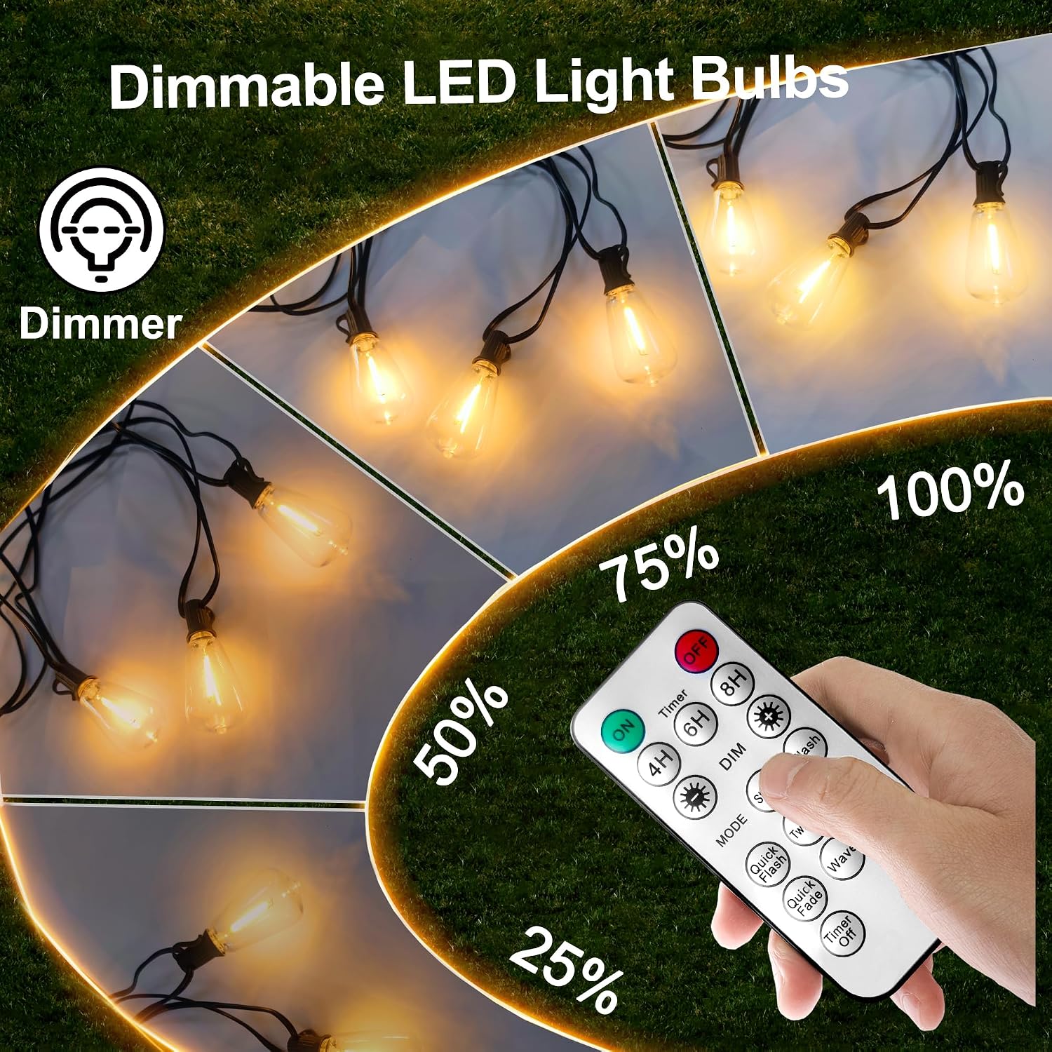 Detalle de BLIATLUS B236 Solar String Lights, 100 ft, 32 Shatterproof ST38 LEDs
