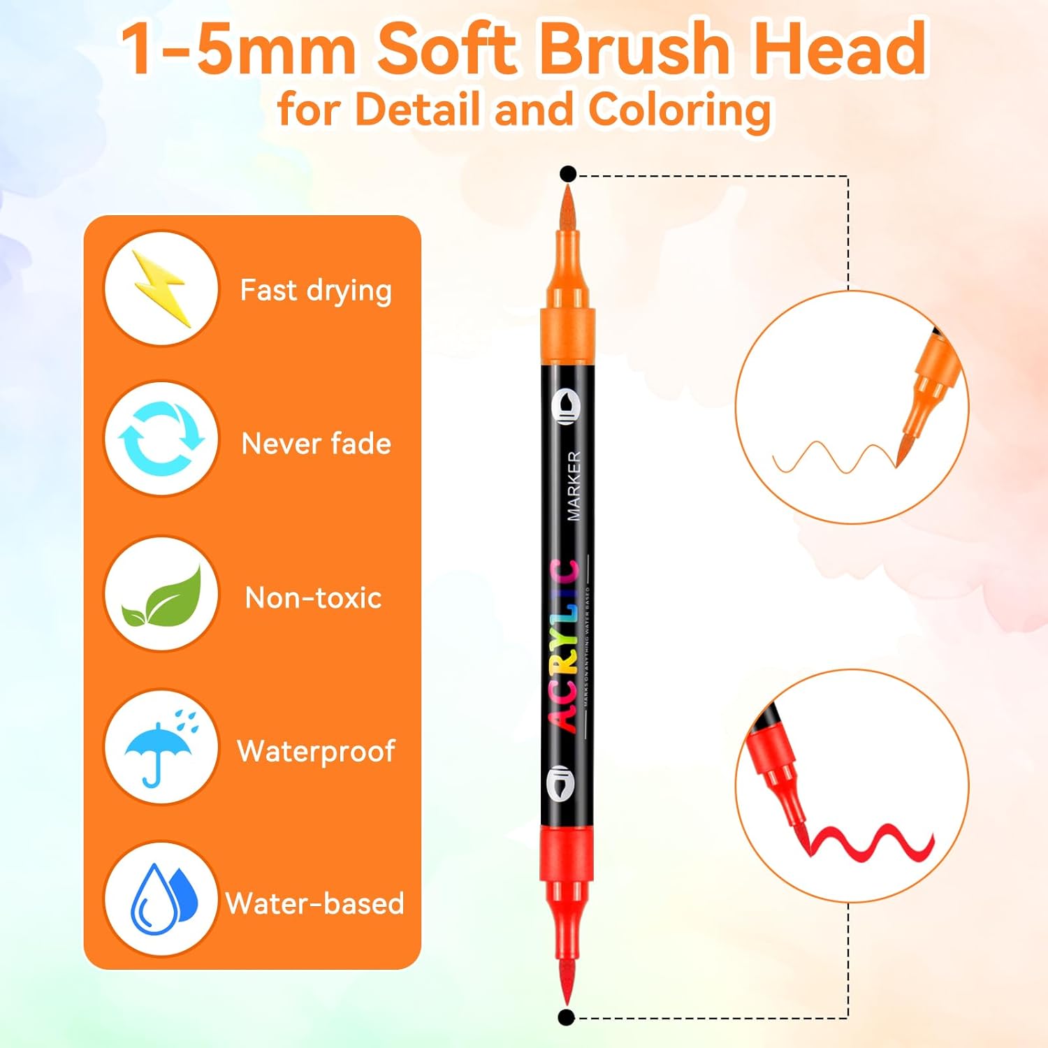 Thumbnail 2 de Sanyetral 120 Colour Acrylic Paint Markers (60 dual-tip pens) for wood, canvas, glass & more