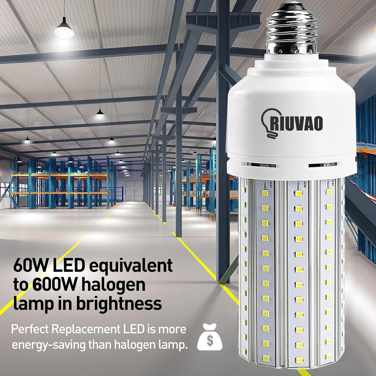 Thumbnail 6 de RIUVAO ACL5003 LED Corn Bulbs, 7,500 Lumens, 5,000K, 2-Pack