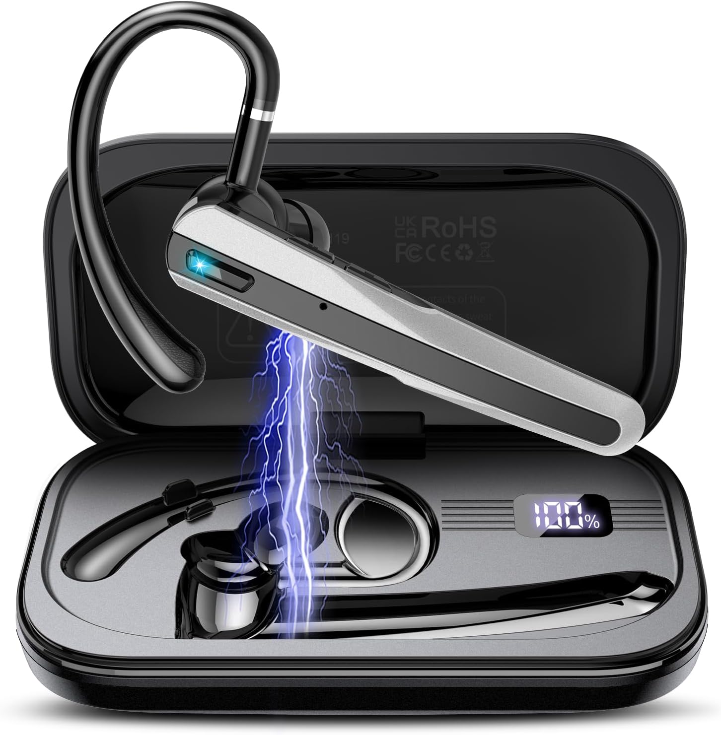 Detalle de Atheewon V5.3: Kabelloses Bluetooth-Headset-Set mit ENC-Dualrauschunterdrückung und LED-Ladebox