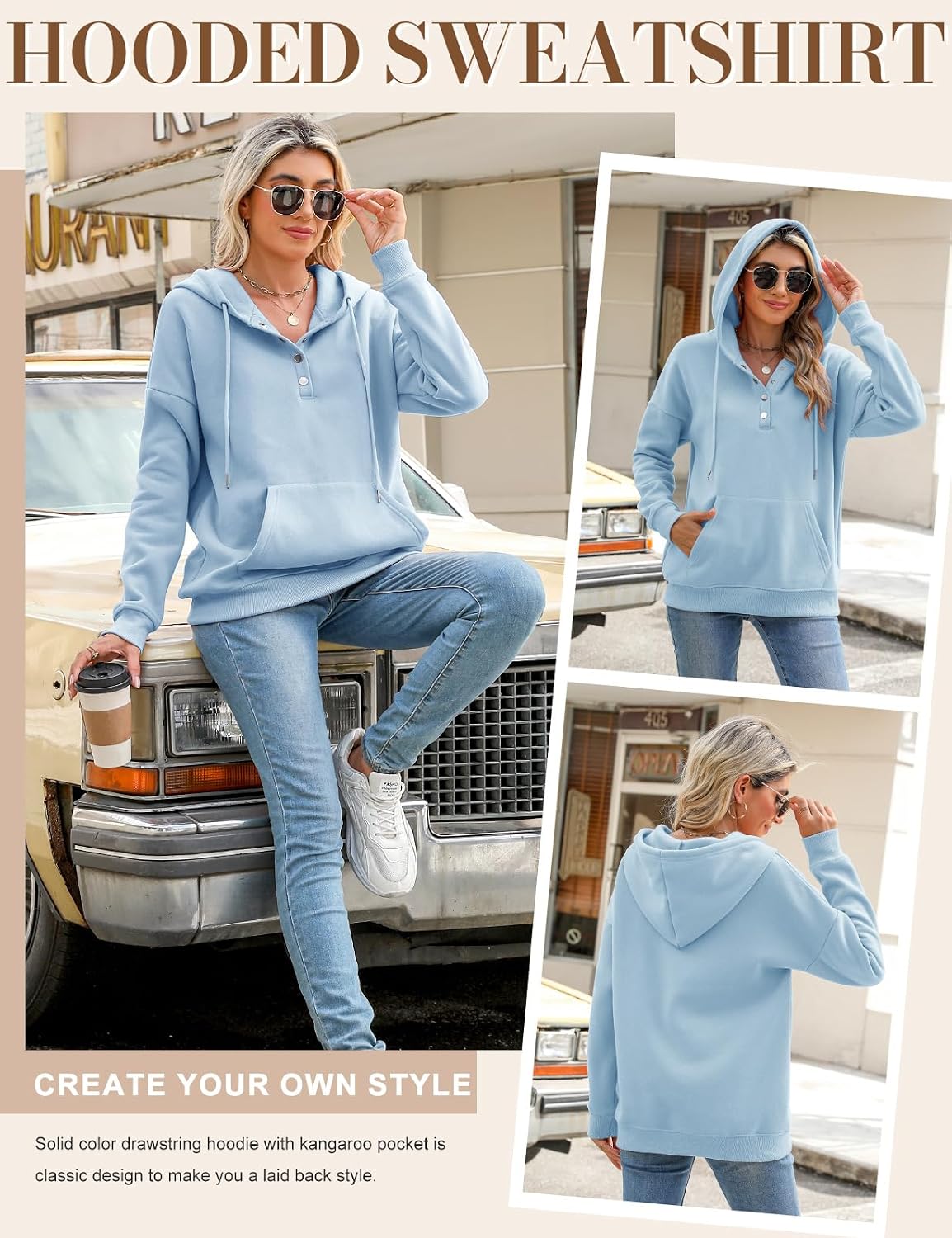 Thumbnail 6 de heekpek Hoodies for Women long sleeve Warm Sweatshirt