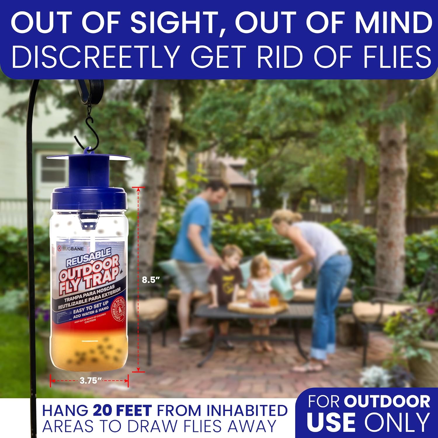 Thumbnail 5 de 2 Fly Traps Outdoor Fly Trap for Patio with 4 Non-Toxic Dissolvable Bait Refills