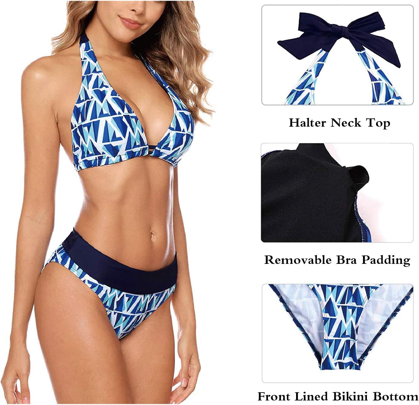 Detalle 2 de Aidotop Damen Bikini Set Triangel Badeanzug – Zweiteiliger Strandbadeanzug mit verstellbarem Neckholder