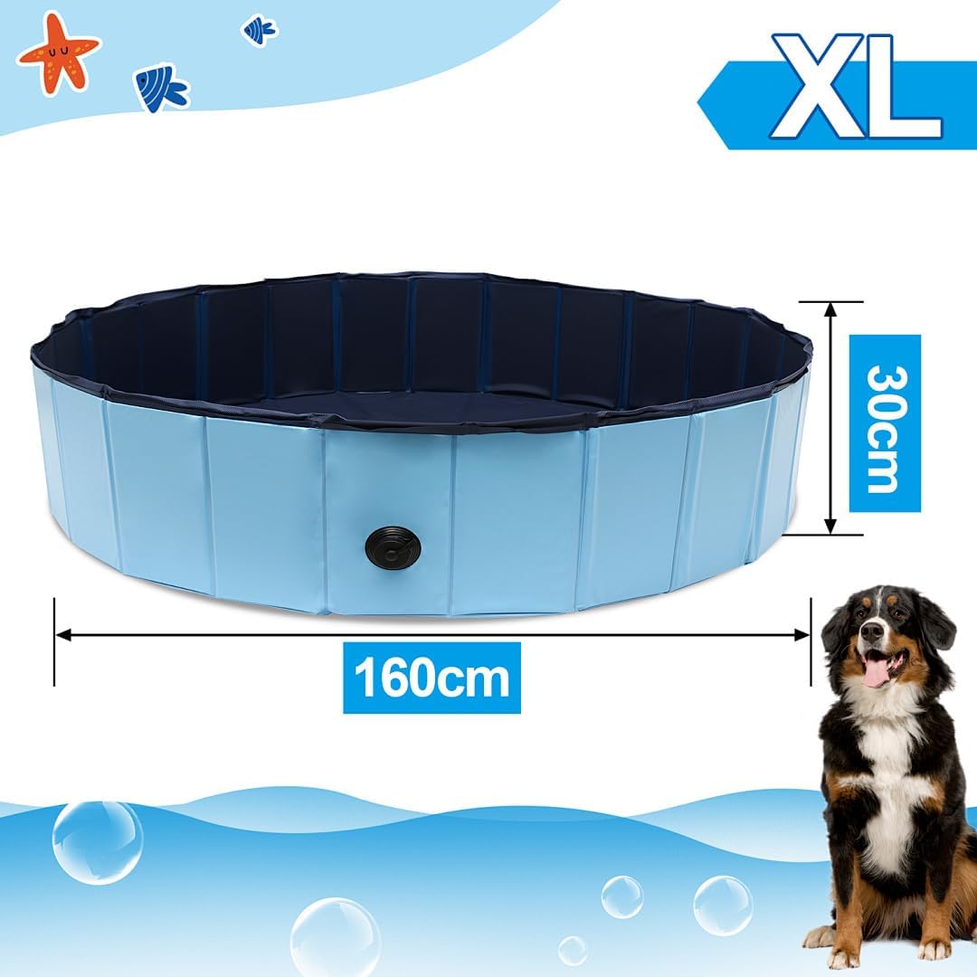 Thumbnail 1 de Gimisgu Hundepool 160 x 30 cm – faltbares Planschbecken für Hunde und Katzen mit rutschfestem Boden