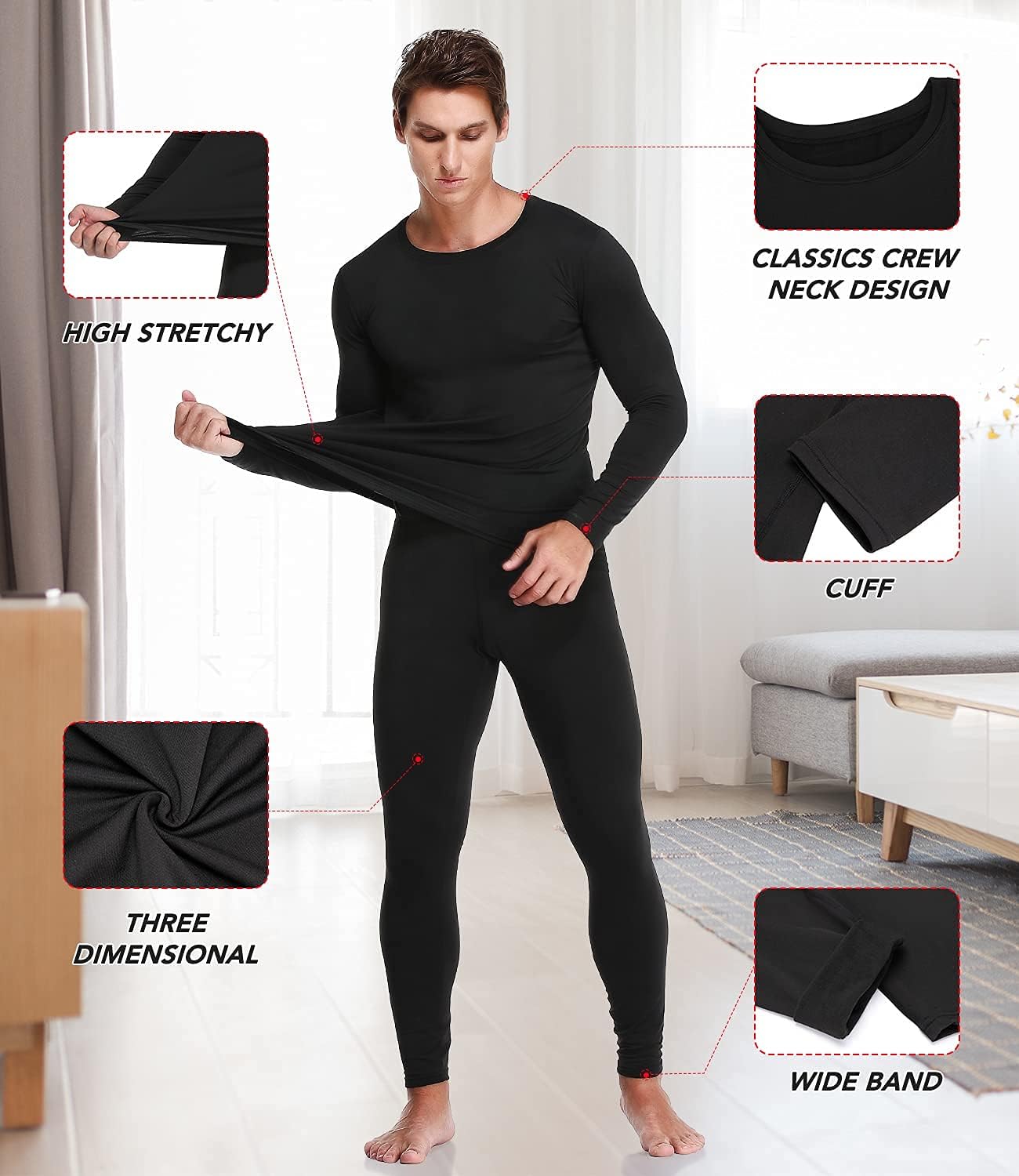 Thumbnail 4 de JZCreater Mens Thermal Underwear