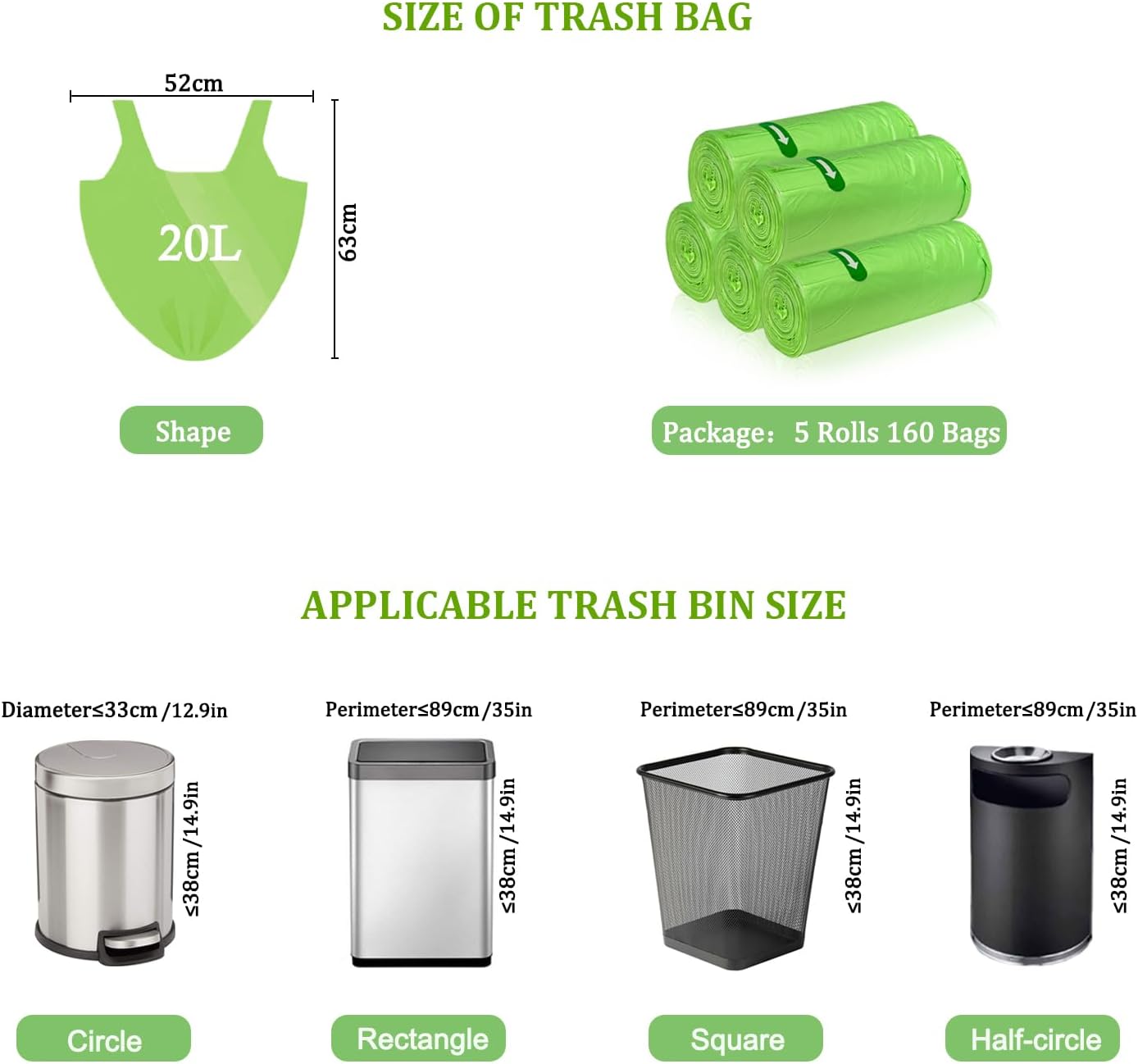 Detalle 2 de XOTOZO 10L Biodegradable Bin Liners 200pc