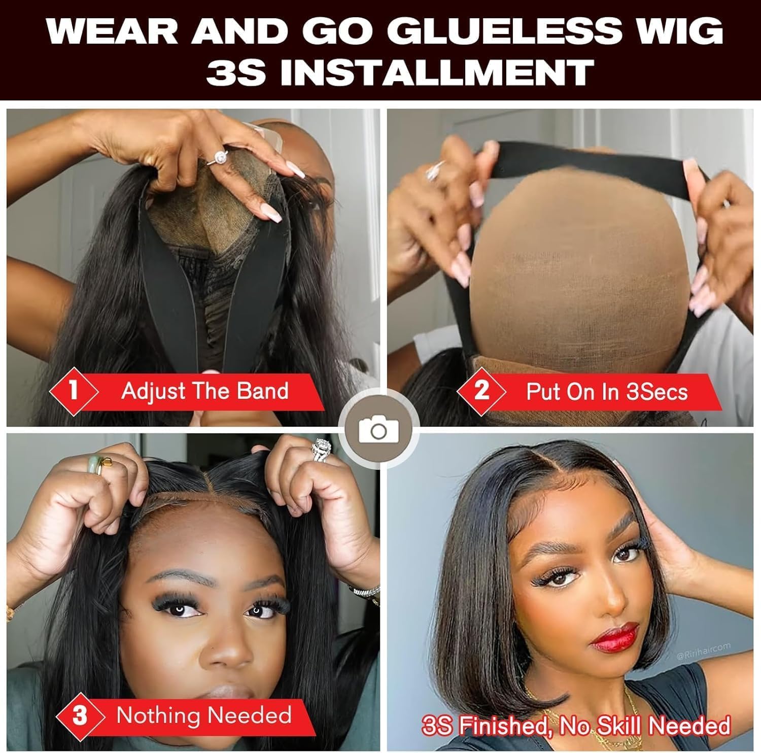 Detalle 1 de Perruque bob lace glueless 12 pouces