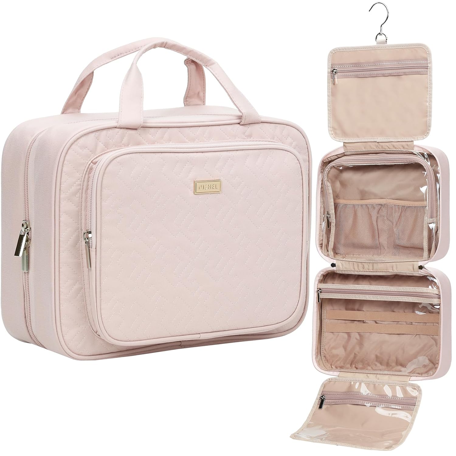 Detalle de NISHEL Travel Toiletry Bag 12x4.5x9 in Pink