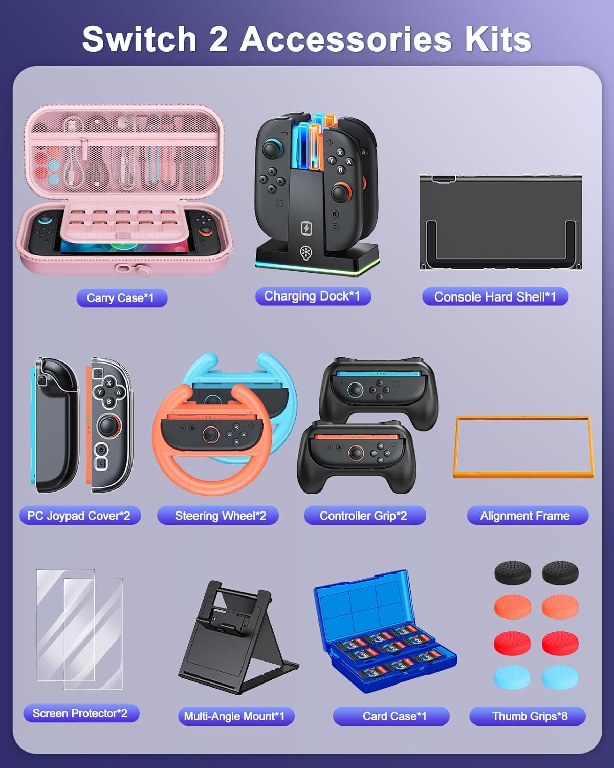 Thumbnail 1 de WAXITY Tasche Bundle Nintendo Switch 2 Rosa