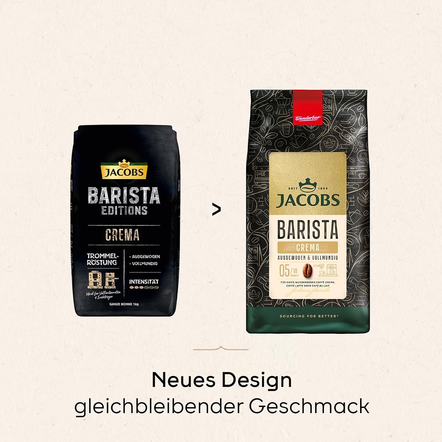 Detalle de Jacobs Barista Crema Ganze Bohnen – Ausgewogen mit Zitrus- & Nussnote, 1 kg