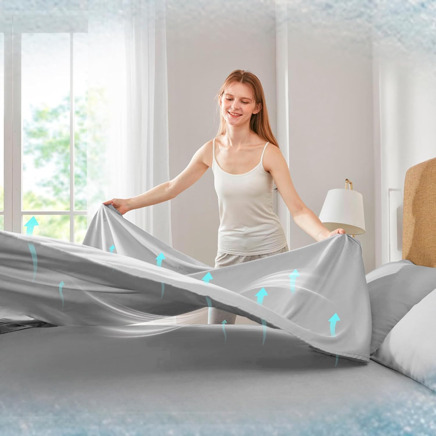 Thumbnail 5 de Comfort Spaces King – chłodzący zestaw prześcieradeł CoolMax, szary, do materaca do 40 cm