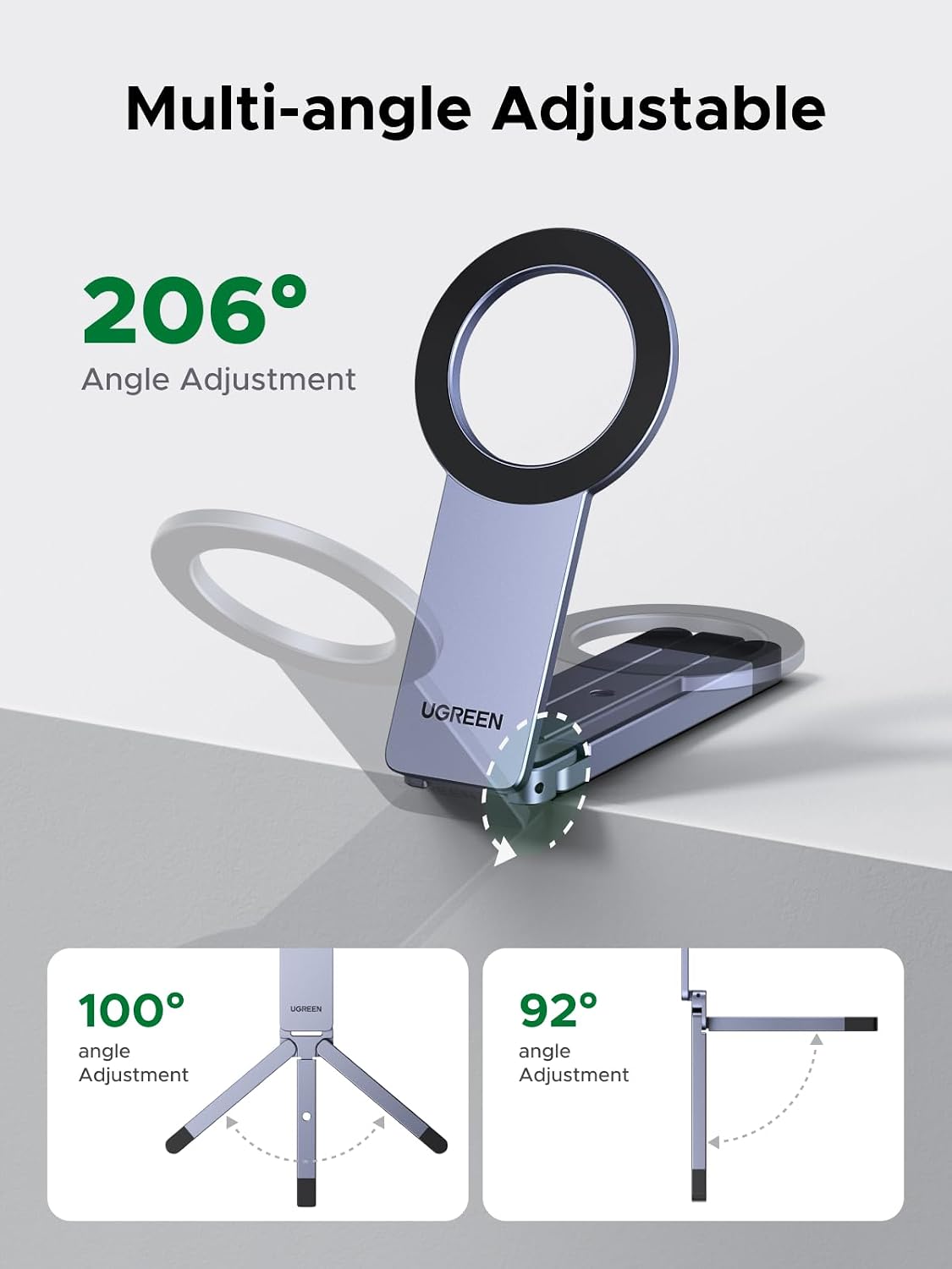 Detalle de UGREEN Magnetic Phone Stand: MagSafe Compatible Pocket Tripod