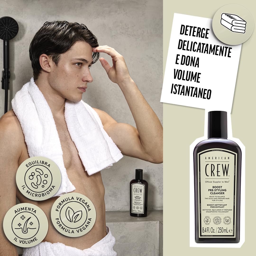 Thumbnail 5 de American Crew Boost Pre-Styling Shampoo 250ml – shampoo vegano volumizzante per capelli sottili