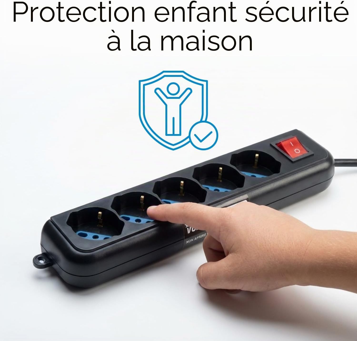 Detalle de Vultech MU-UPS01 Multiprise avec 5 prises et interrupteur on/off, connecteur IEC14