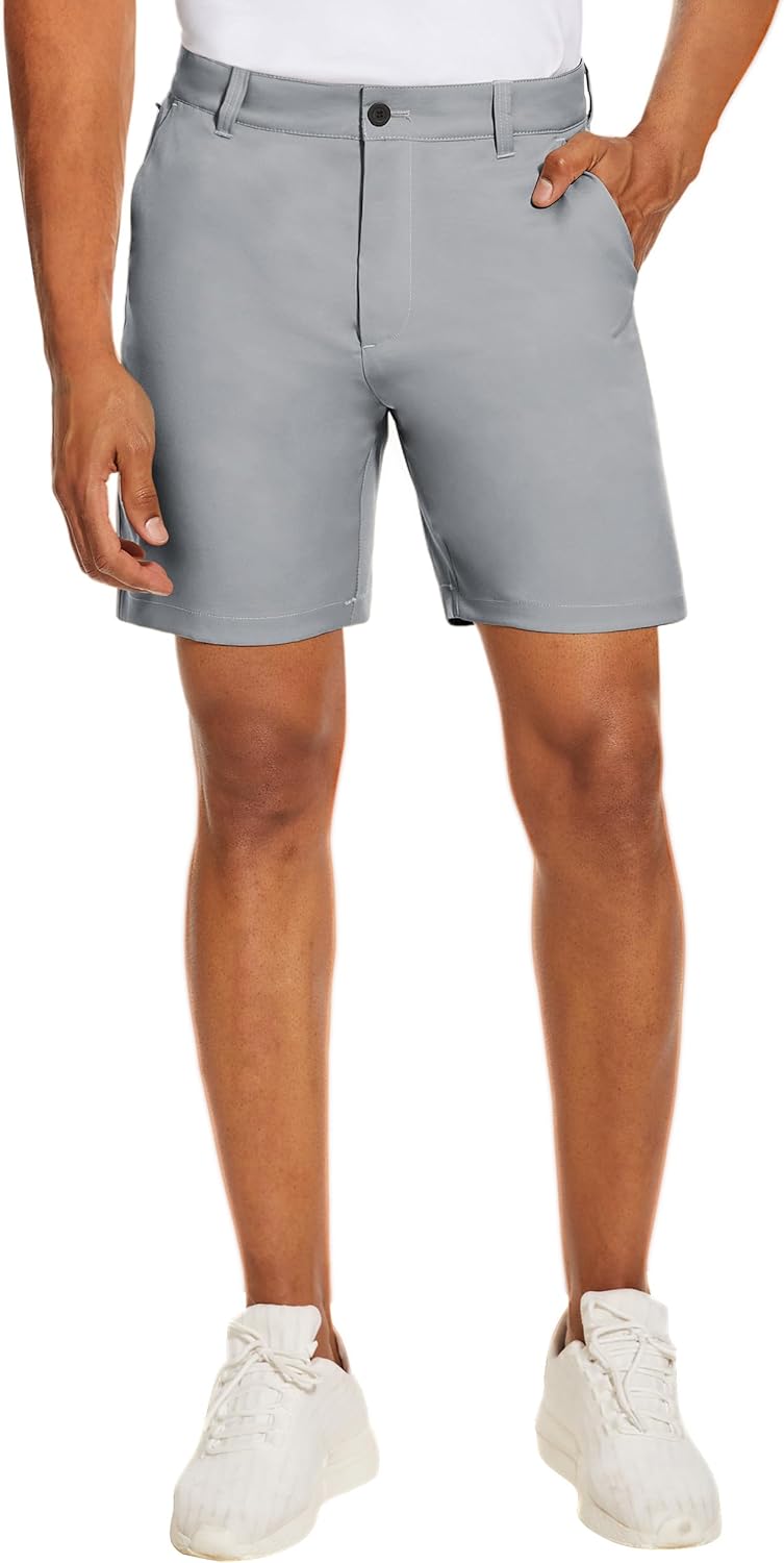 Detalle 2 de PULI Men's Golf Dress Shorts Flat Front Hybrid 7 Inch – Lightweight Quick-Dry Chino with Pockets