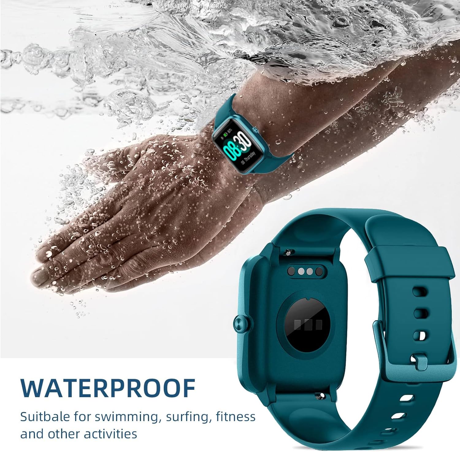 Thumbnail 3 de SUGARJAR 19mm Silicone Strap for Fitpolo ID205L/ID205S and More – Comfortable, Easy to Swap