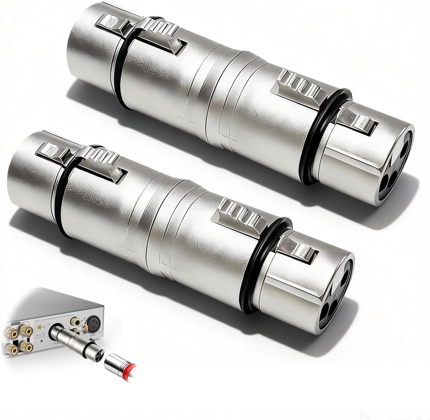 UIHRLM 2PCS 3-pin XLR female-to-female adapter/coupler (XLR coupler) for microphоne and audio connections