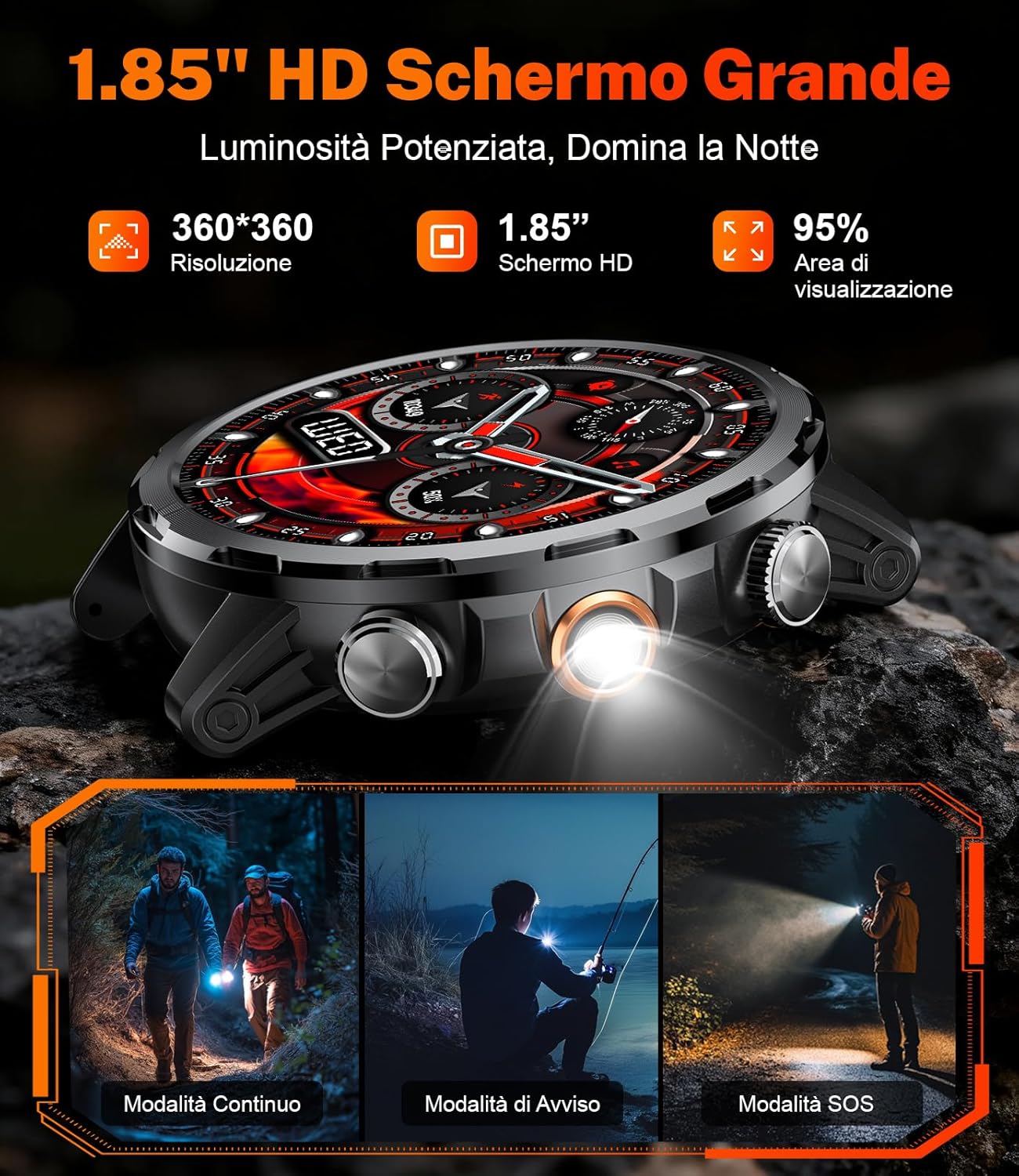 Thumbnail 2 de LIGE Smartwatch Uomo EF20: torcia LED, 1,85'', 110+ modalità sportive e chiamate Bluetooth