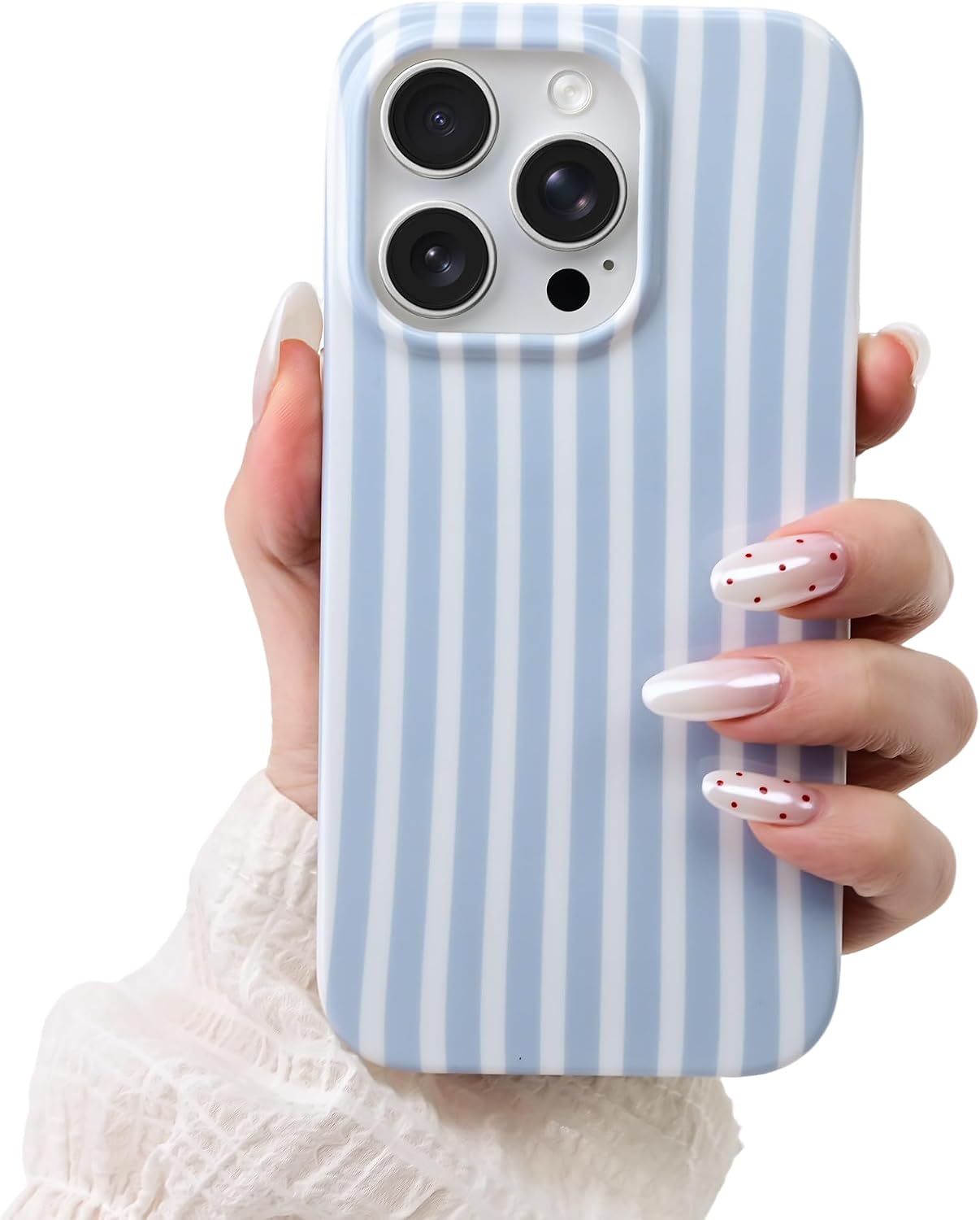 SleekCover for iPhone 13 Pro 6.1" — Cute Kawaii Striped TPU Case in Blue
