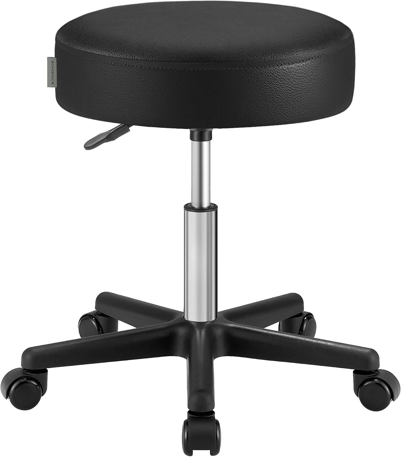 Detalle de SONGMICS Drehhocker auf Rollen LJB61B – höhenverstellbar (46–58 cm) für Studio, Salon & Büro