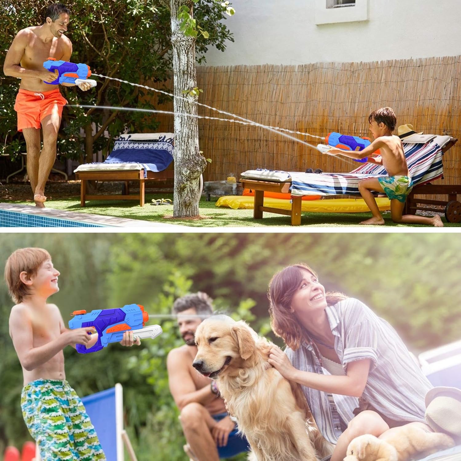 Detalle 2 de Kiztoys Water Gun Toys for Kids – 2 Pack with 1200ML Total Capacity and 33ft Range