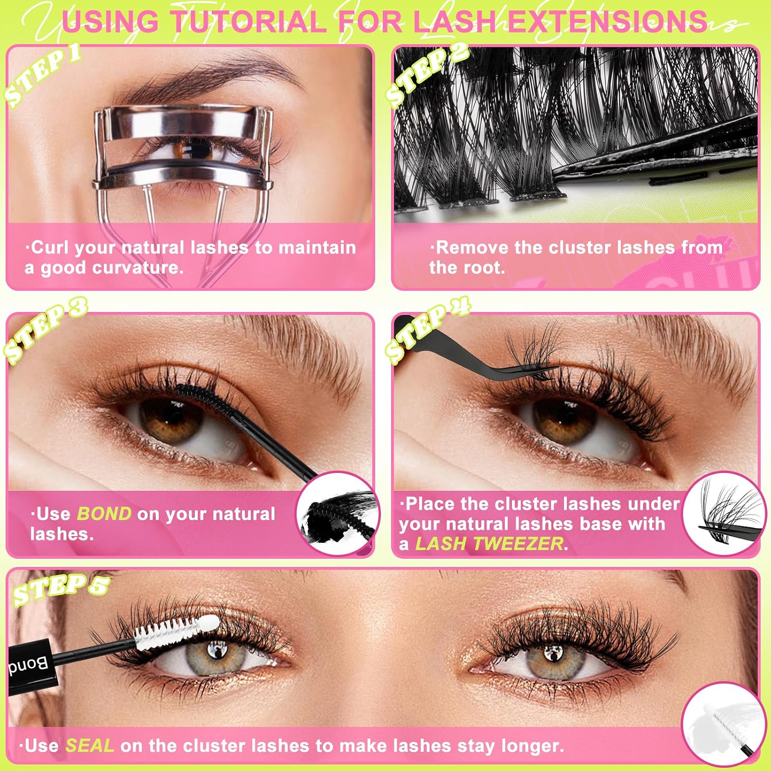 Thumbnail 6 de WiWiLINK Lash Clusters Kit, D Curl 10–18 mm, 40D–80D, 468 Pieces