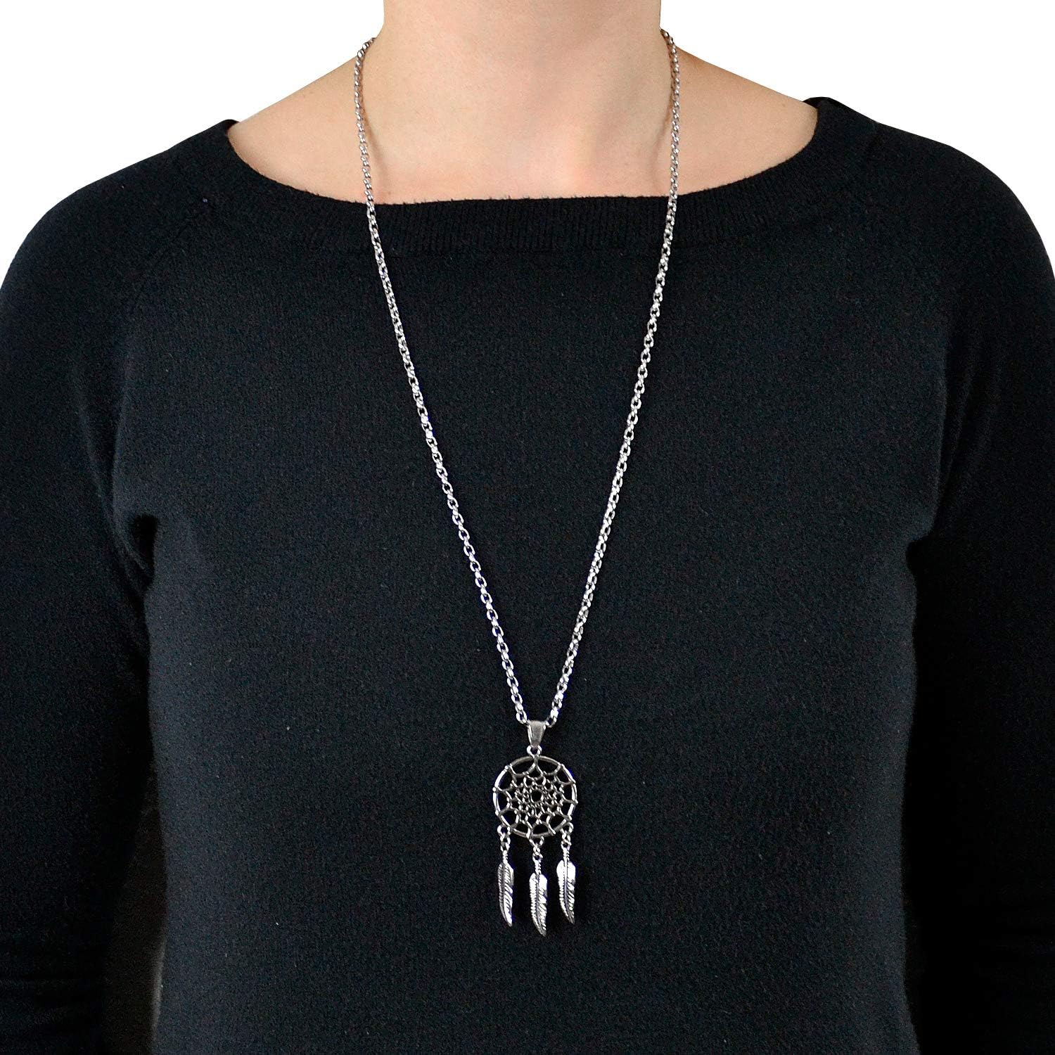 Detalle 1 de Morella Collana da Donna 70 cm con ciondolo acchiappasogni in acciaio inossidabile
