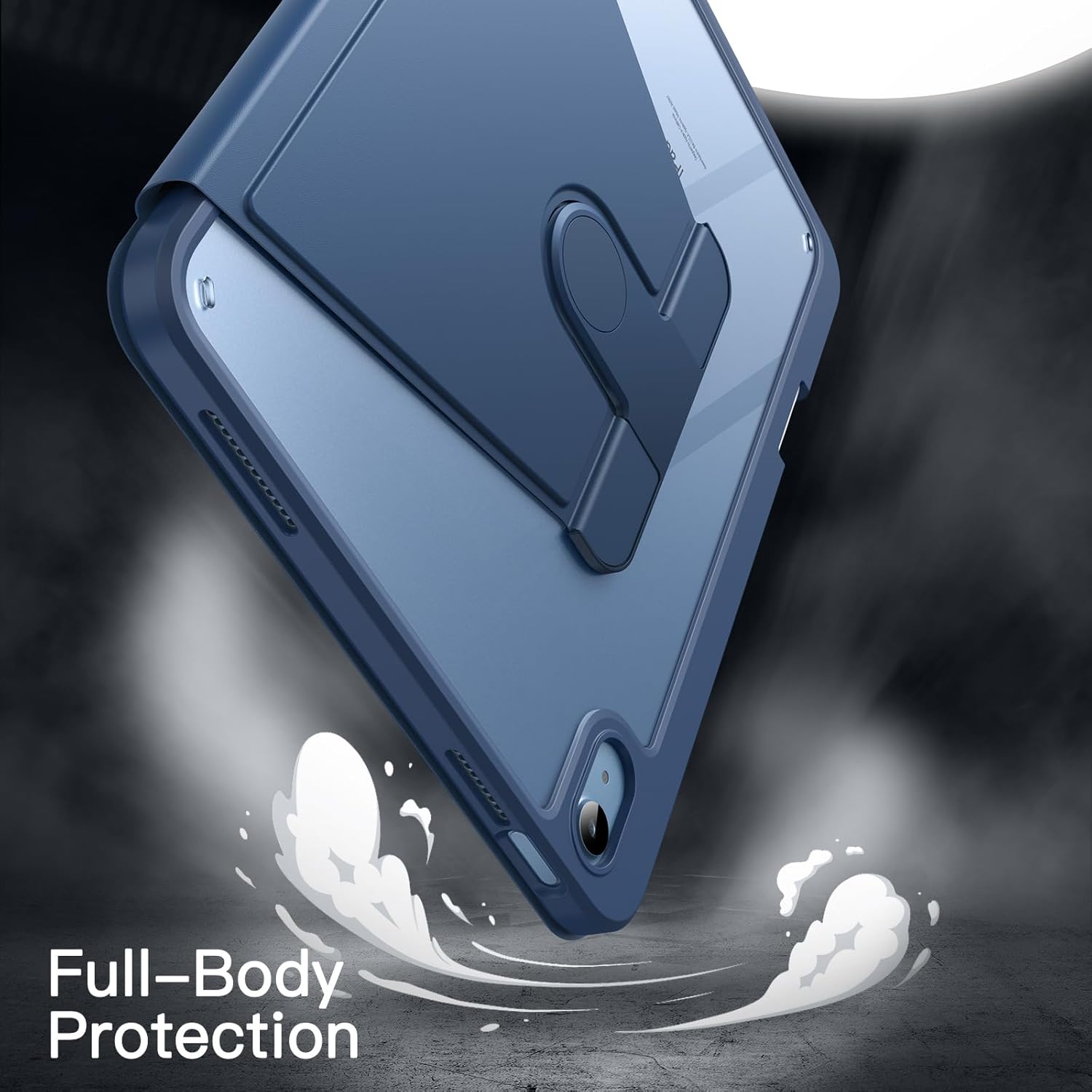Detalle 2 de JETech Rotierende Hülle für iPad (A16) 11./10. Generation mit Stifthalter – 360° drehbarer Stand, Navy