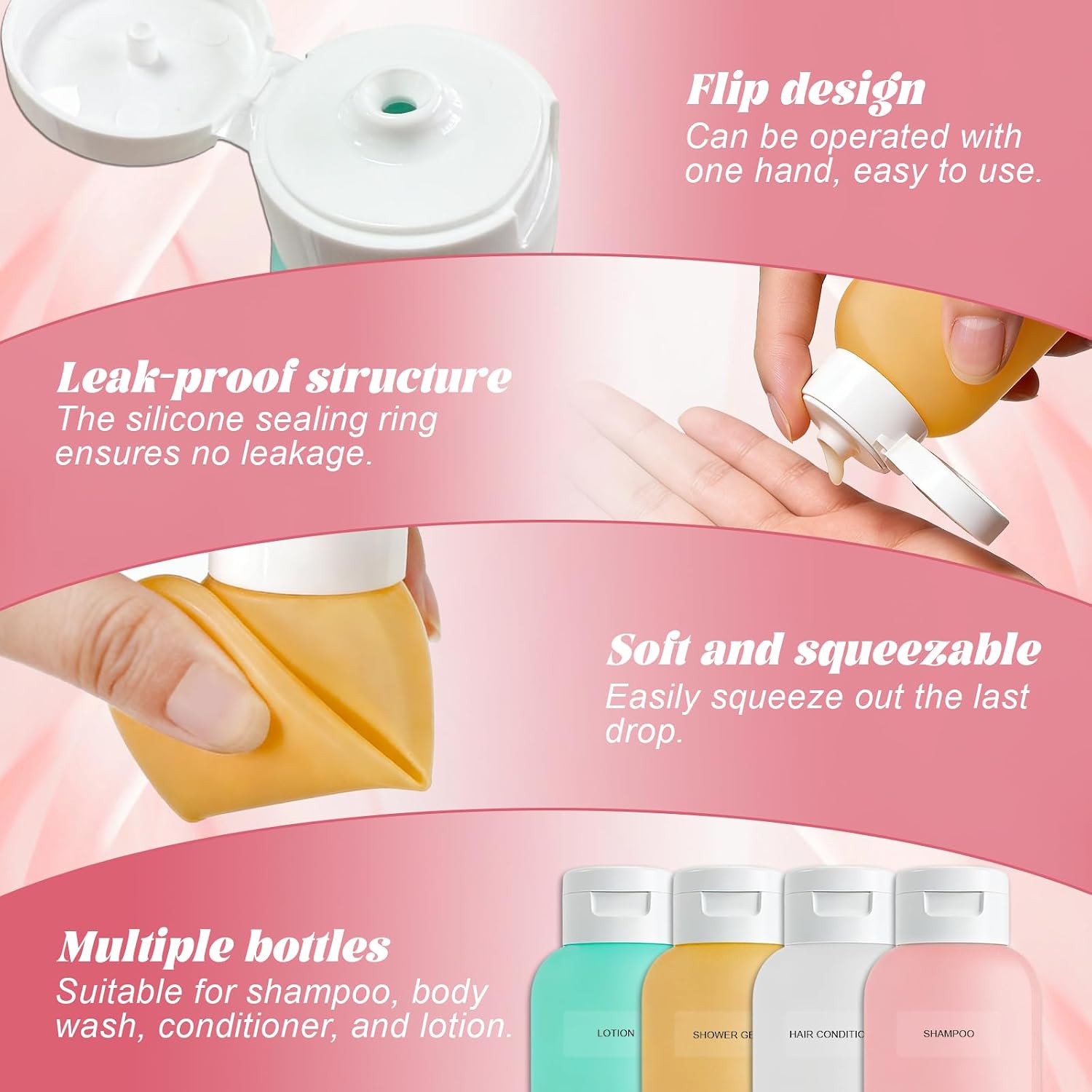Thumbnail 1 de 18 Pack Travel Bottle Set for Toiletries: Leakproof, Refillable & Squeezable