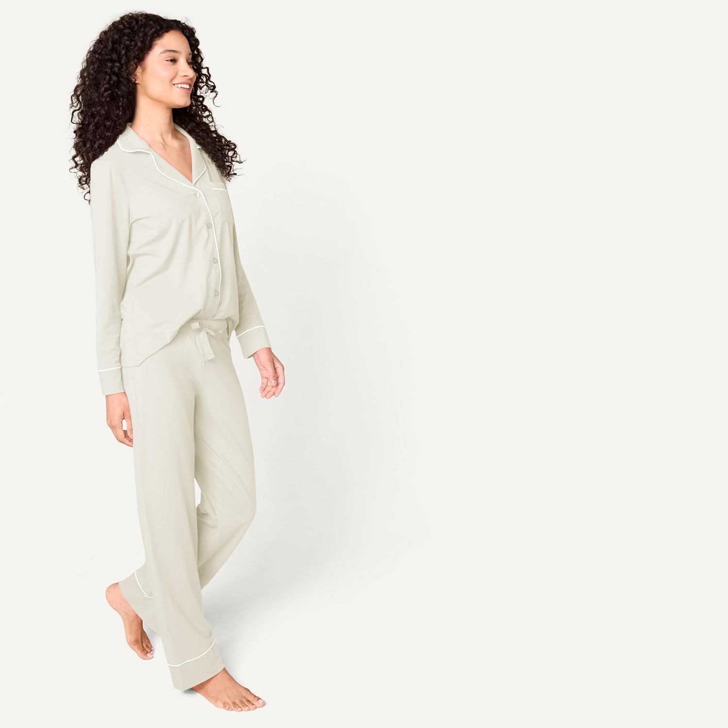 Thumbnail 2 de Amazon Essentials women’s cotton modal pyjama set with long-sleeve shirt and full-length bottoms