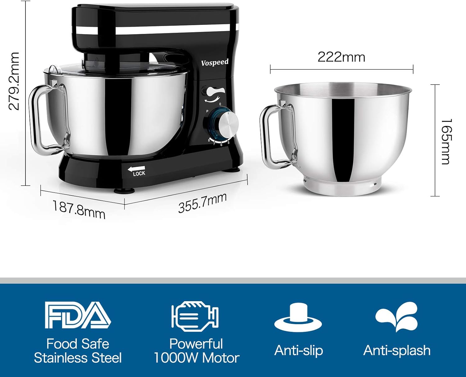 Thumbnail 5 de Vospeed Stand Mixer 5 Qt 1000W