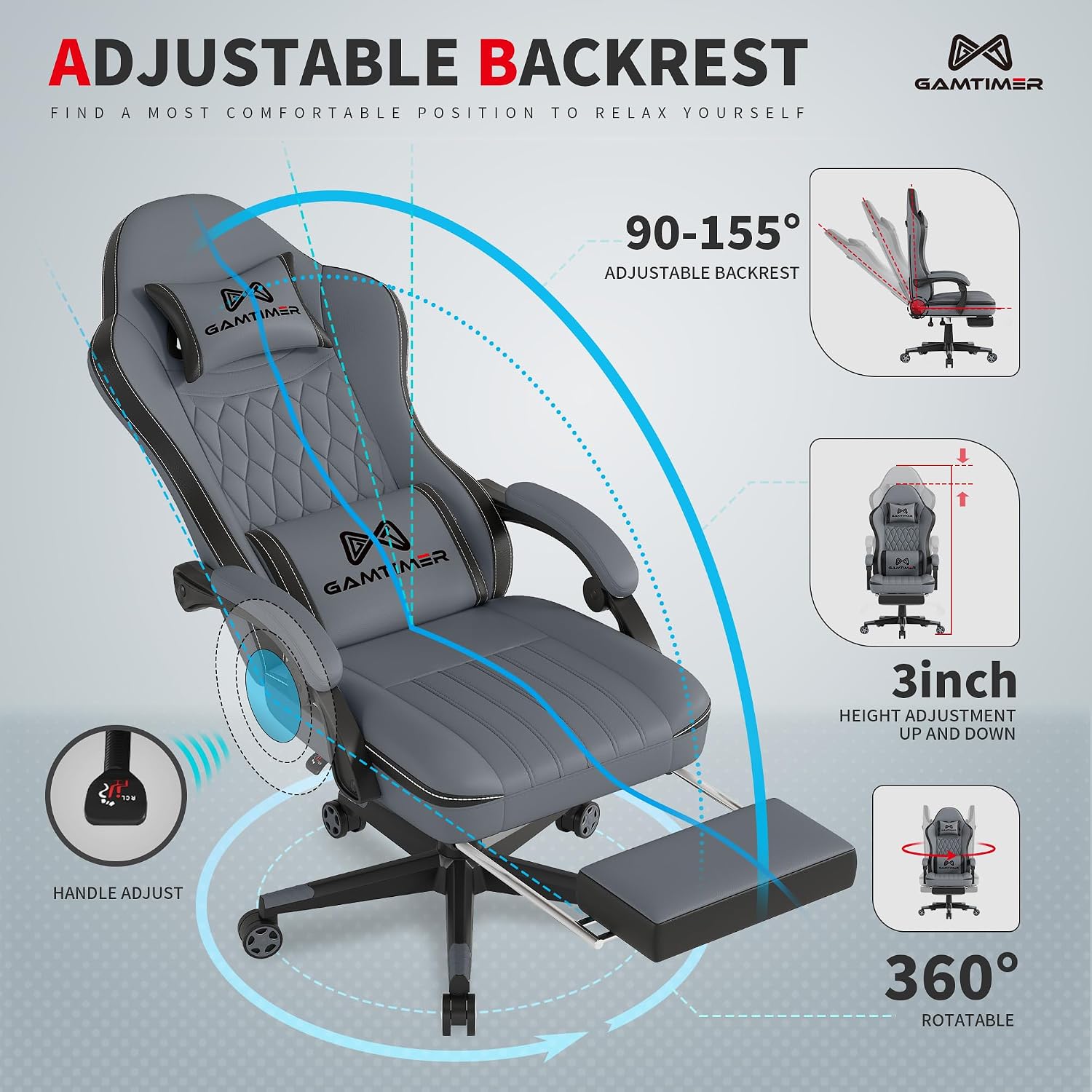 Detalle 2 de Gamtimer Gaming Chair with Footrest