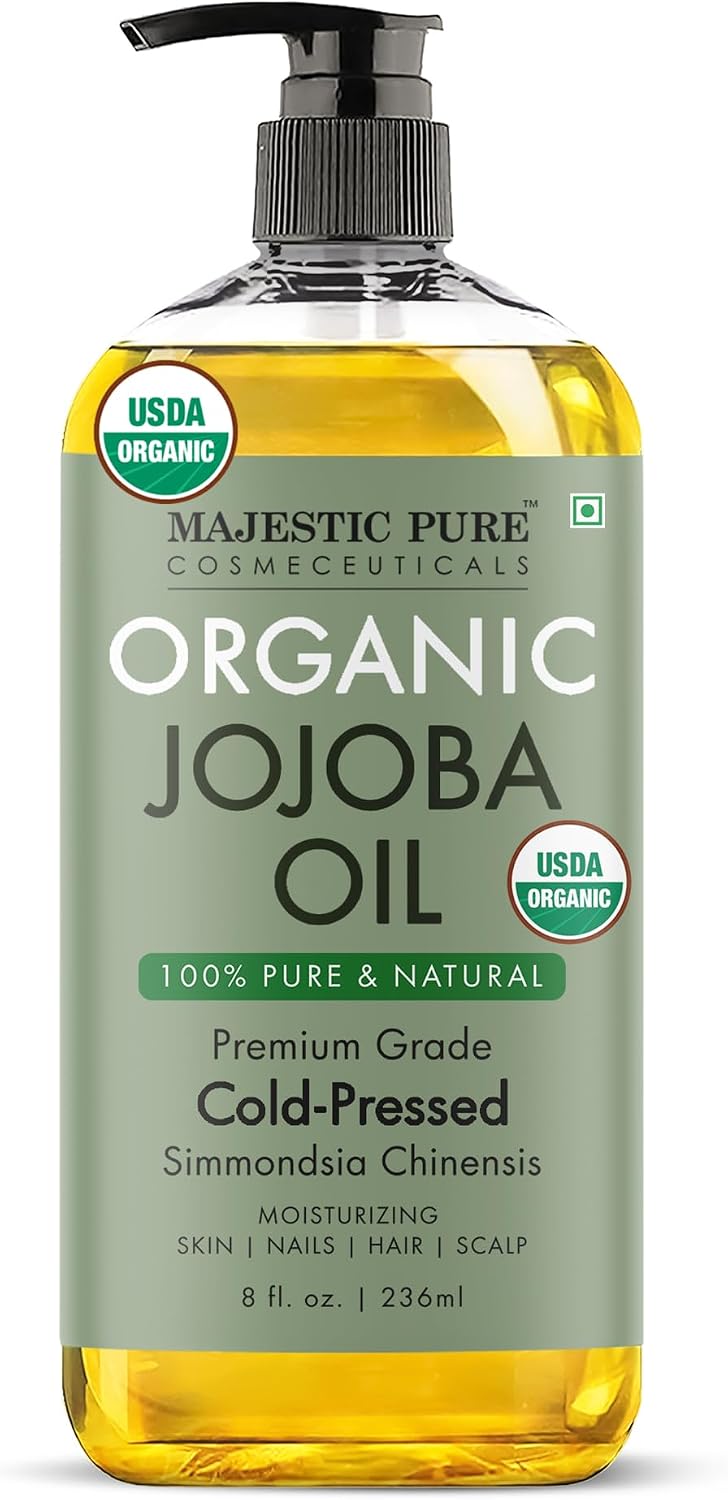 Detalle de Majestic Pure Jojoba Oil 100% Pure and Organic—Cold Pressed, Hexane-Free, 8 Fl Oz
