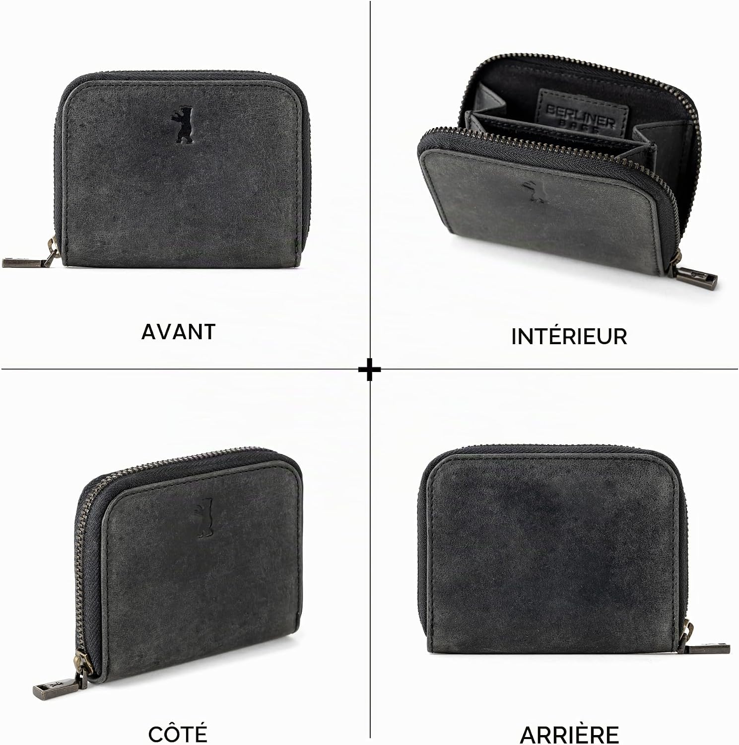 Detalle de Berliner Bags Braga Petit Portefeuille en Cuir avec Protection RFID – Gris Foncé
