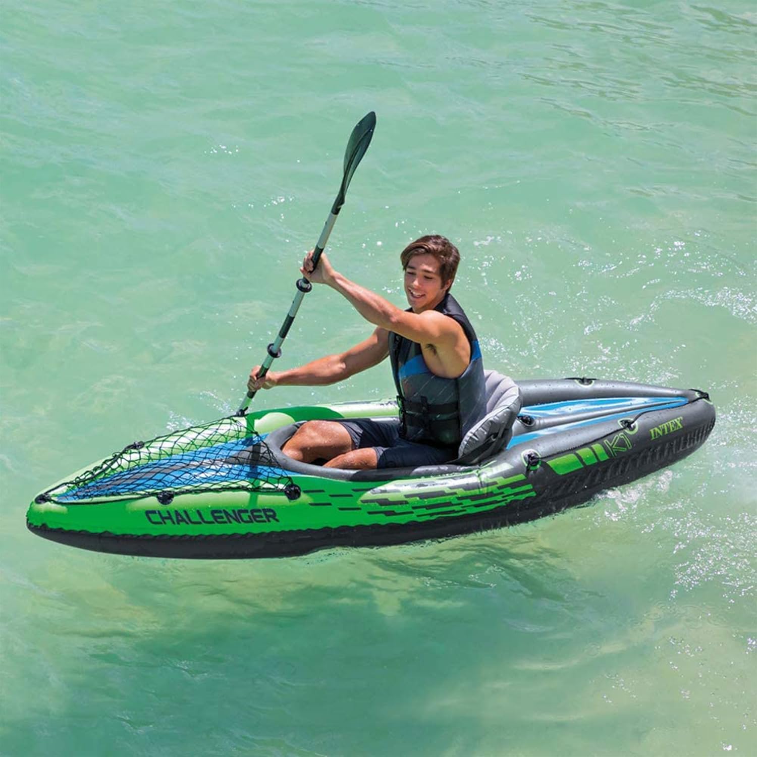 Thumbnail 5 de Intex Challenger K1 Kayak: One-Person Inflatable Canoe with Aluminium Oars and Hand Pump