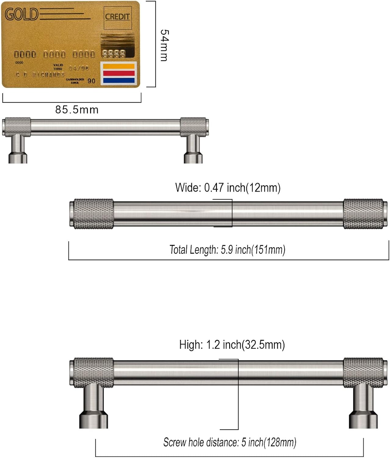Detalle de Amerdeco cabinet pulls 128mm satin nickel pack