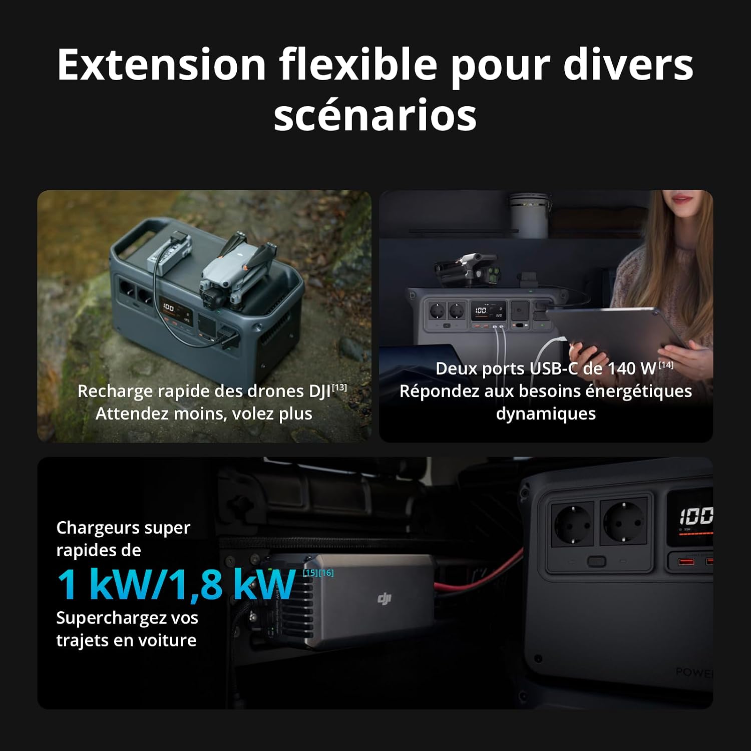 Thumbnail 6 de DJI Power 1000 — Station électrique portable LFP 1 024 Wh, sortie 2 200 W (camping & hors réseau)
