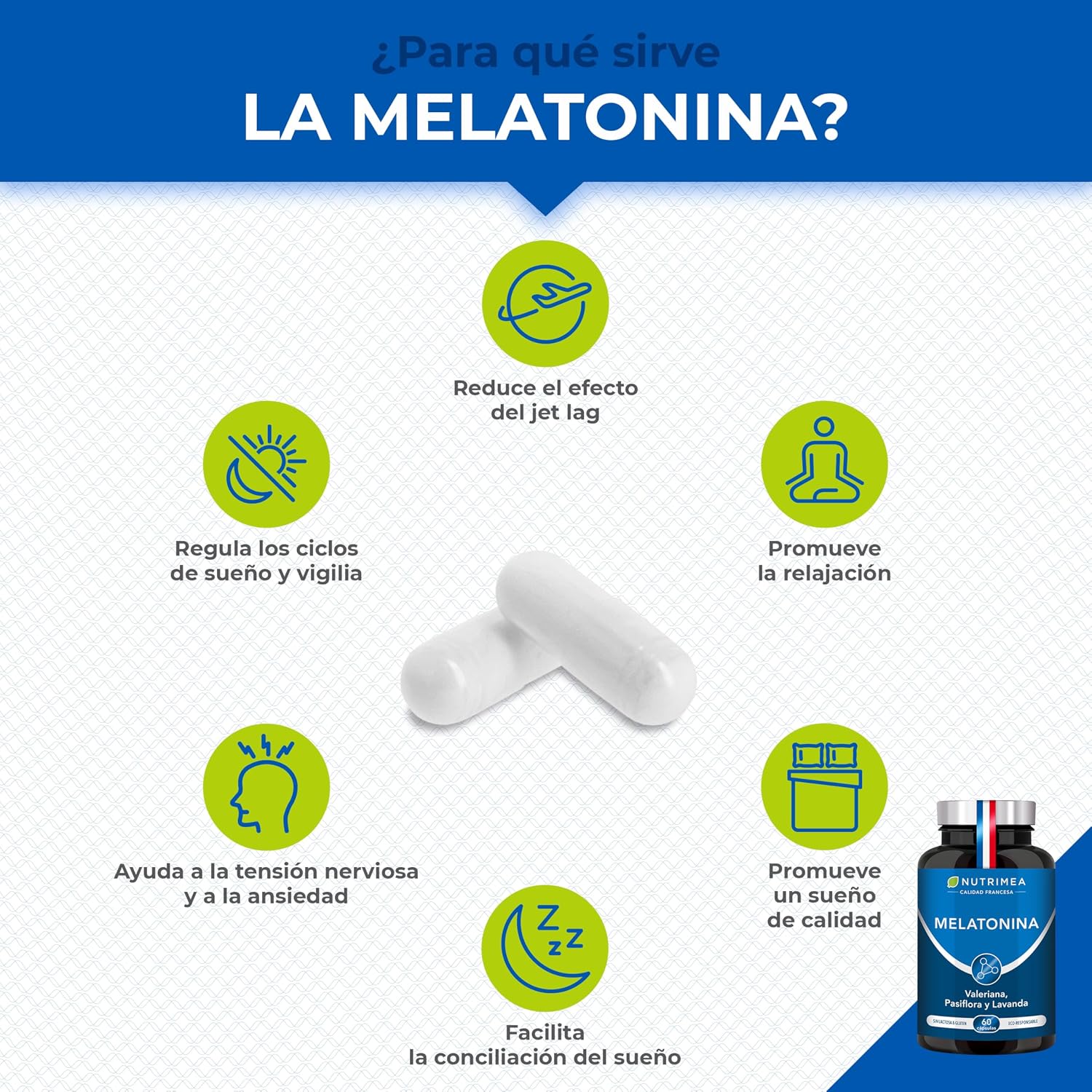 Detalle 2 de Nutrimea MELATONINA Pura 0,95 mg 60 cápsulas