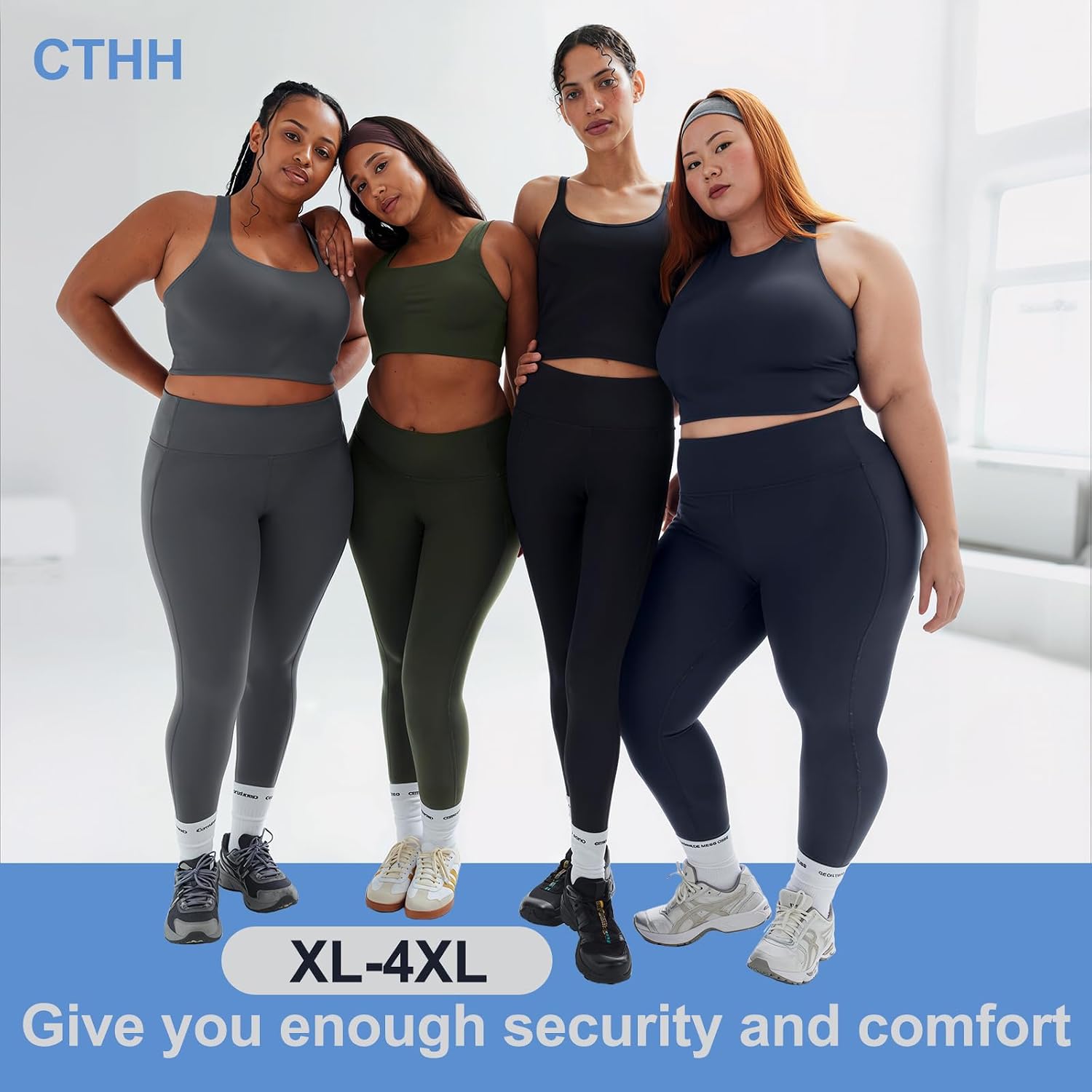 Detalle de CTHH 3-Pack Plus-Size Leggings for Women, High-Waisted Stretch, XL–4XL