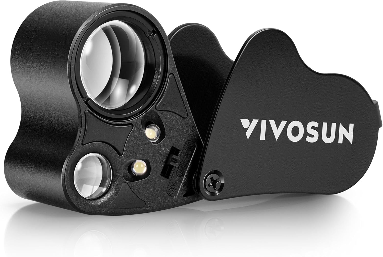 Detalle de VIVOSUN Lente di Ingrandimento 30X / 60X con LED, Pieghevole in Alluminio – Per Gioielli, Diamanti, Monete e Collezionismo (Nero)