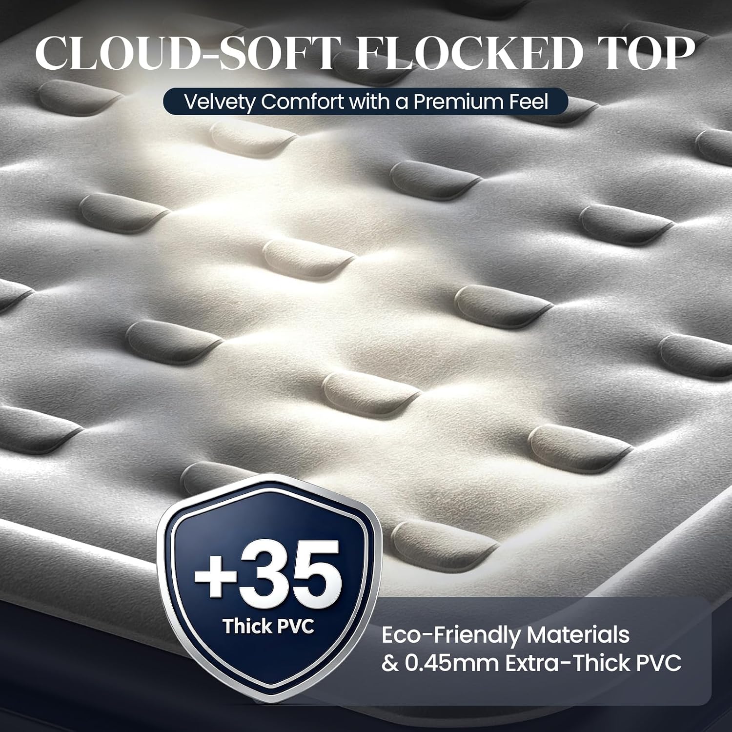 Detalle 2 de KNZZO KZ-Blue-Q-6018 Queen Air Mattress, 18-Inch with Built-In Pump
