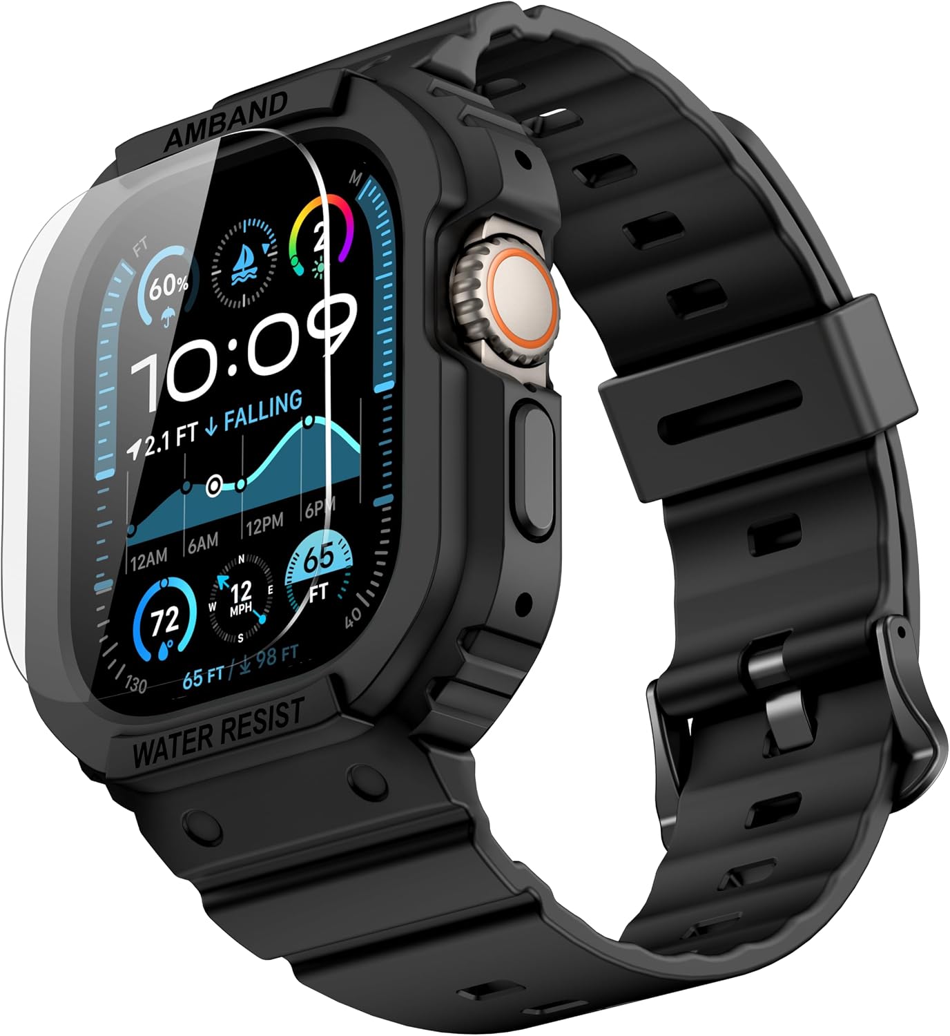 Detalle de amBand E1 Rugged Band & Case for Apple Watch Series 1–11, SE3/SE2/SE, Ultra 3/2/1